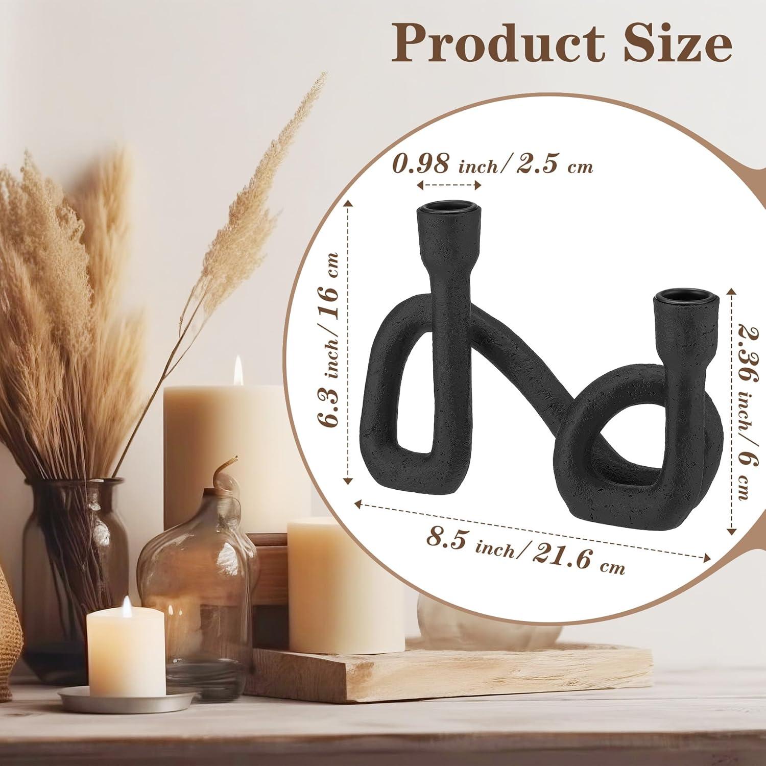 Storied Home Decorative Resin Double Taper Candle Holder, Black