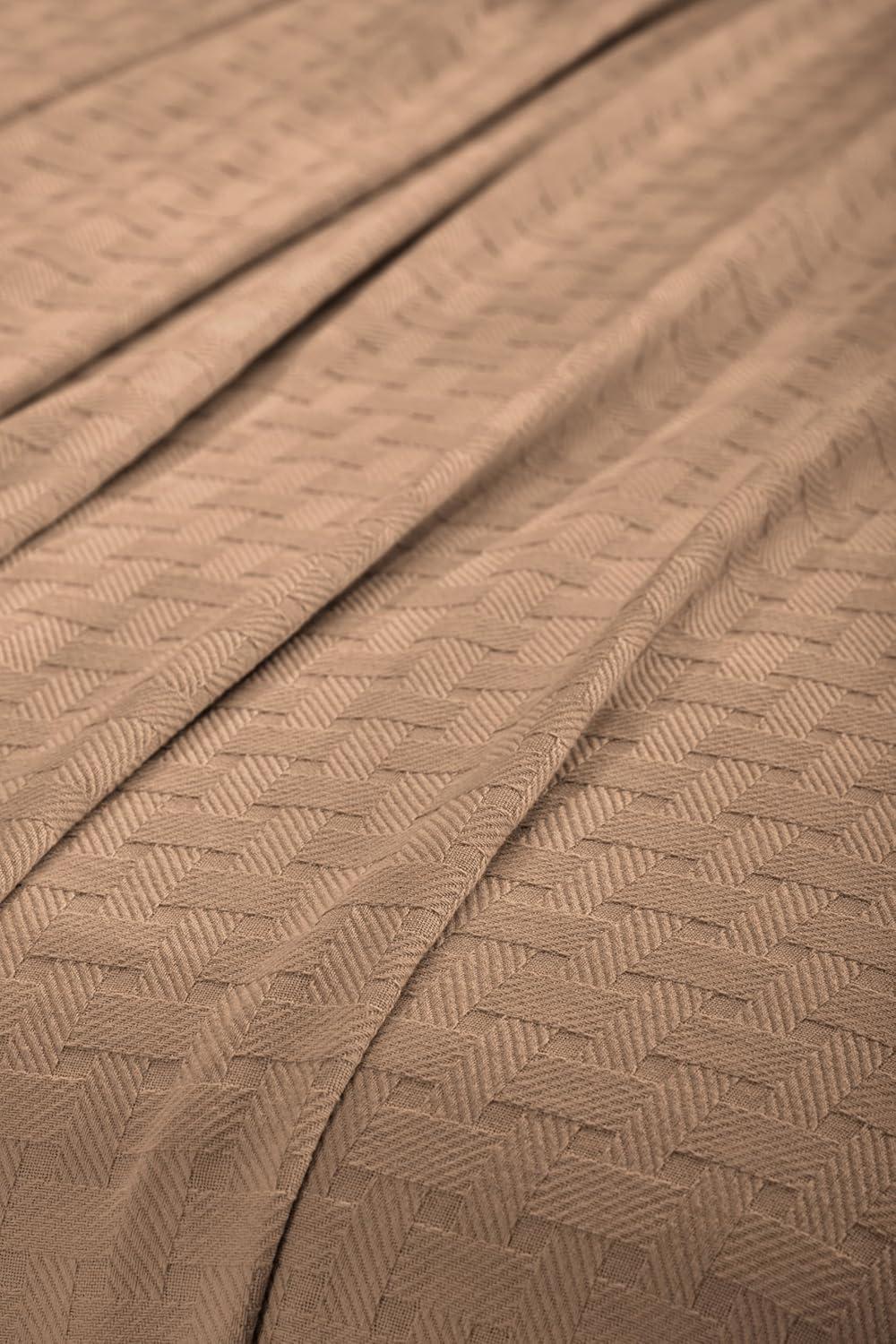 Superior Basketweave All-Season Cotton Blanket, King, Taupe