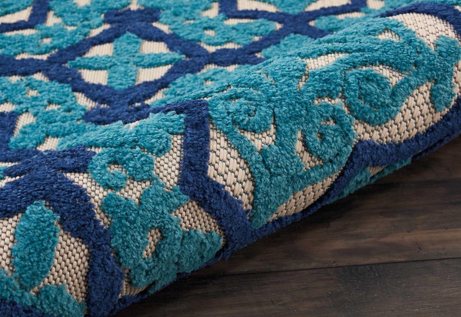 Nourison Aloha Moroccan Trellis Flatweave High-Low Indoor Outdoor Area Rug Navy 2'8" x 4'
