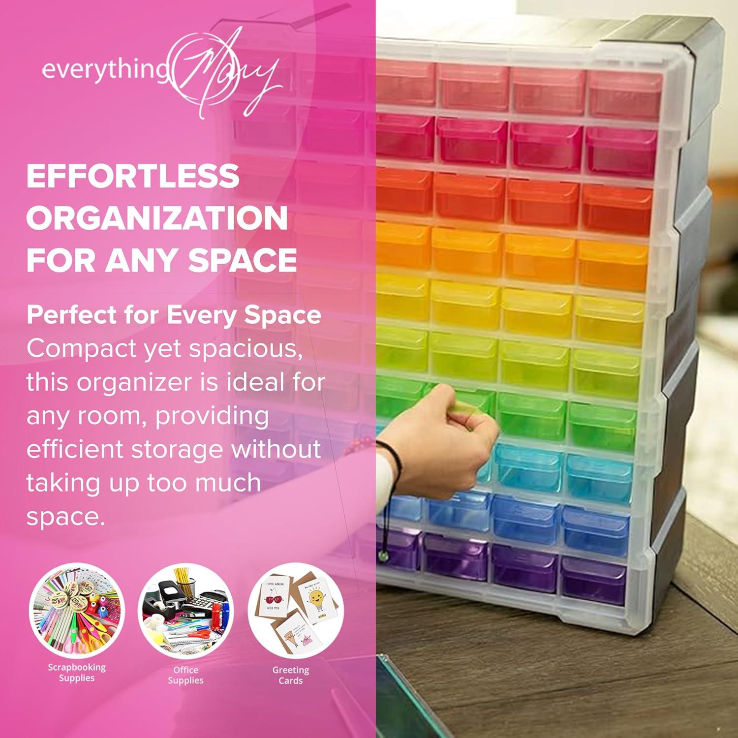 Everything Mary 60 Drawer Organizer, Multicolor, Multi-Purpose Plastic Cabinet - Small Parts Storage