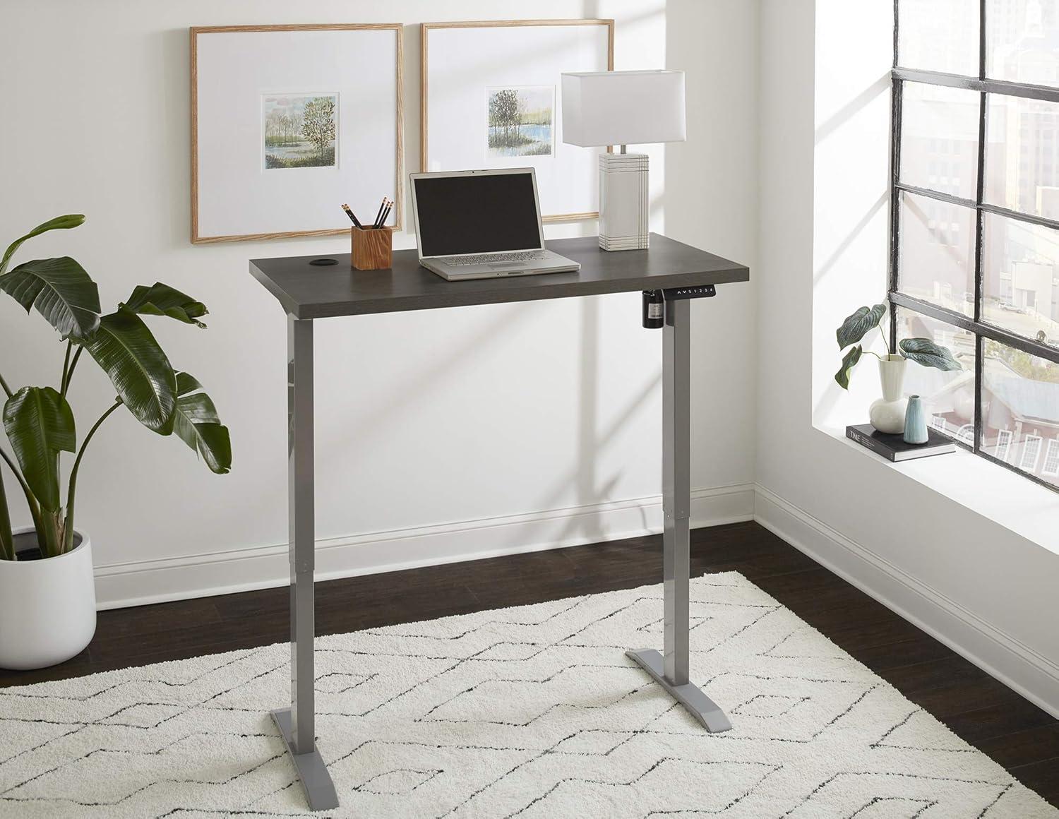 Viviana Contemporary Electric Lift Sit-Stand Desk in Gray and Silver