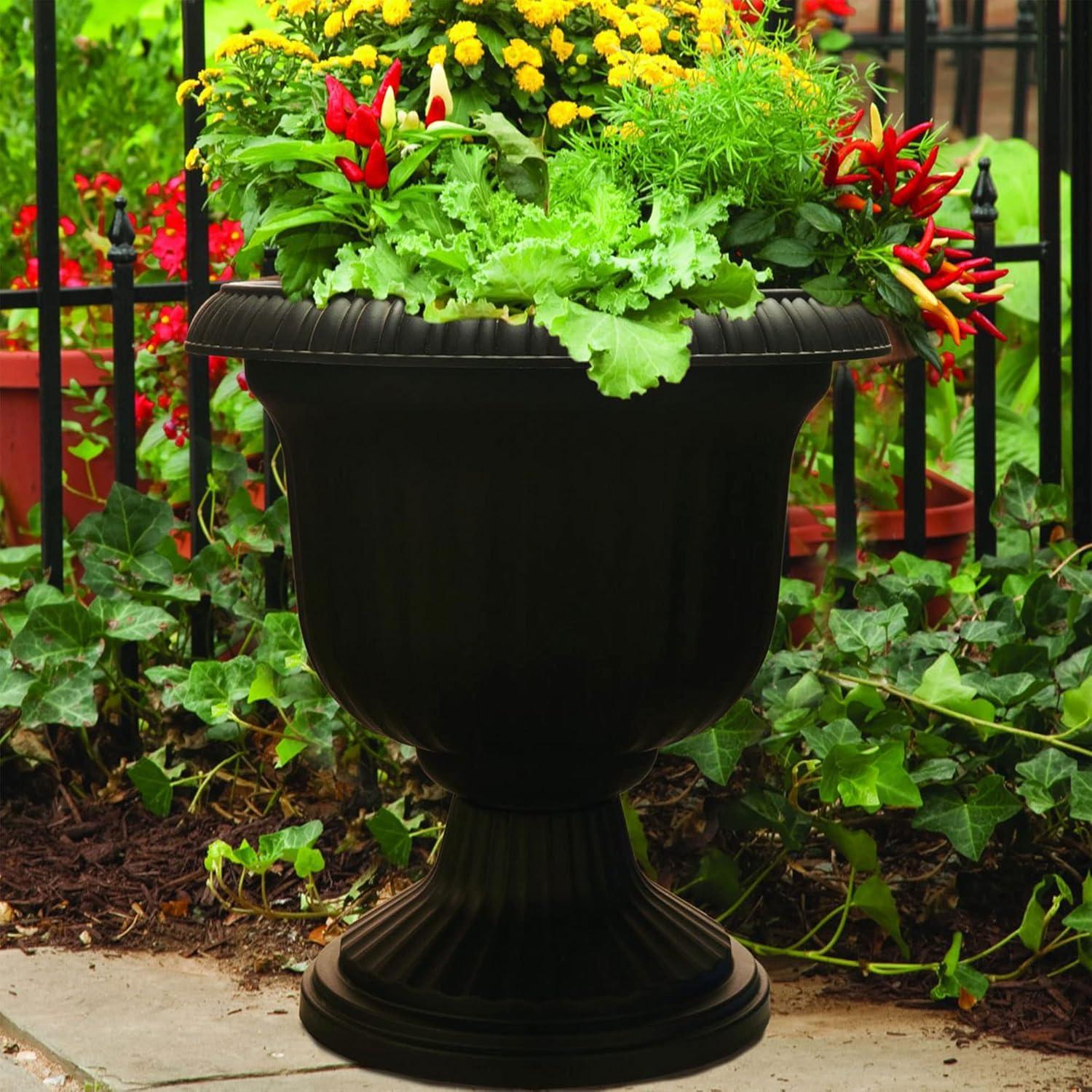 Southern Patio 14 Inch Lightweight Outdoor Utopian Urn Planter (2 Pack)