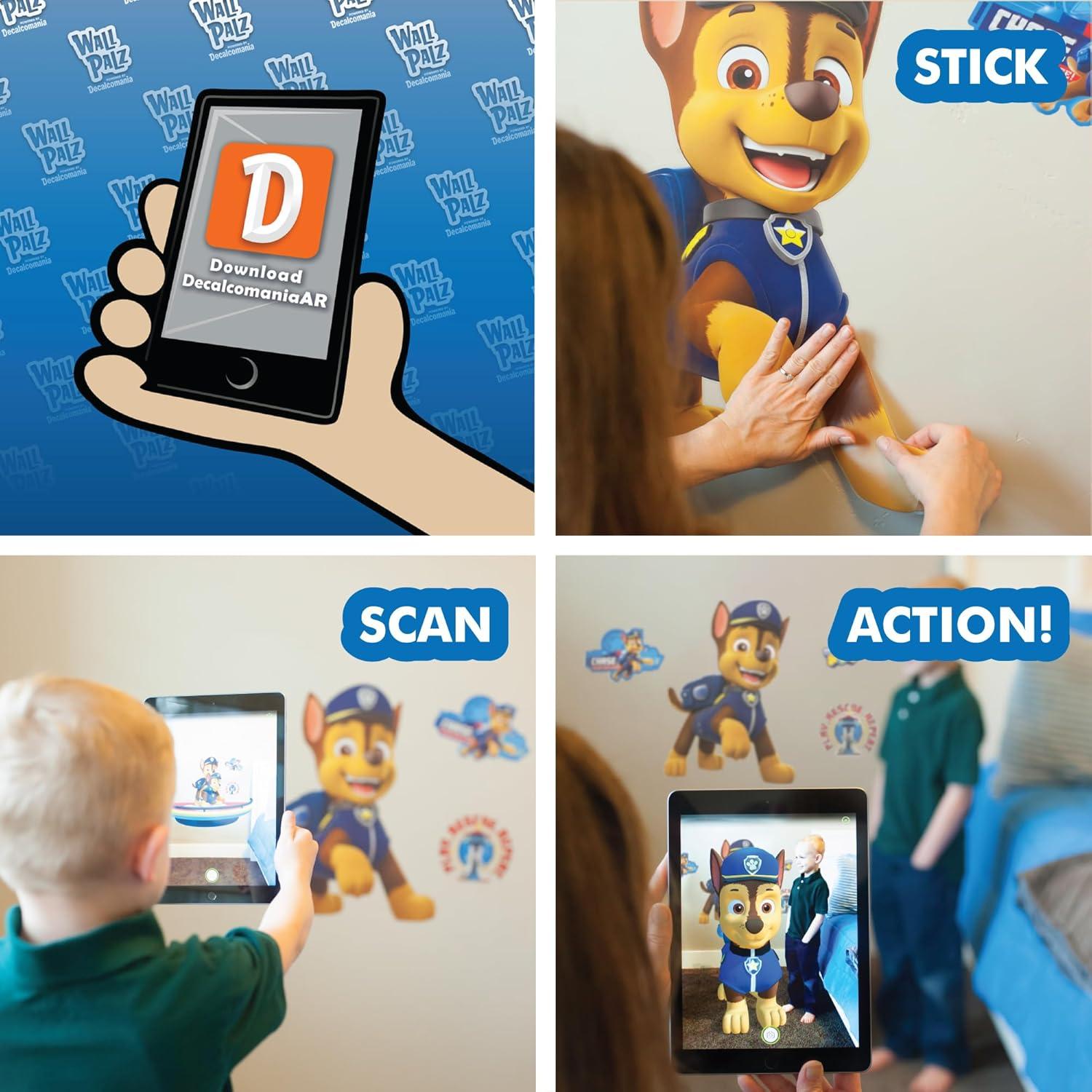 Wall Palz Nickelodeon Paw Patrol Wall Decal - 19" Rocky Vinyl Wall Stickers for Bedroom with 3D Augmented Reality Interaction - Paw Patrol Wall Décor