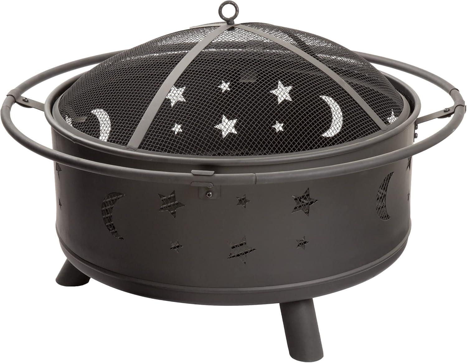 Black 30-Inch Starry Sky Wood Burning Fire Pit Table