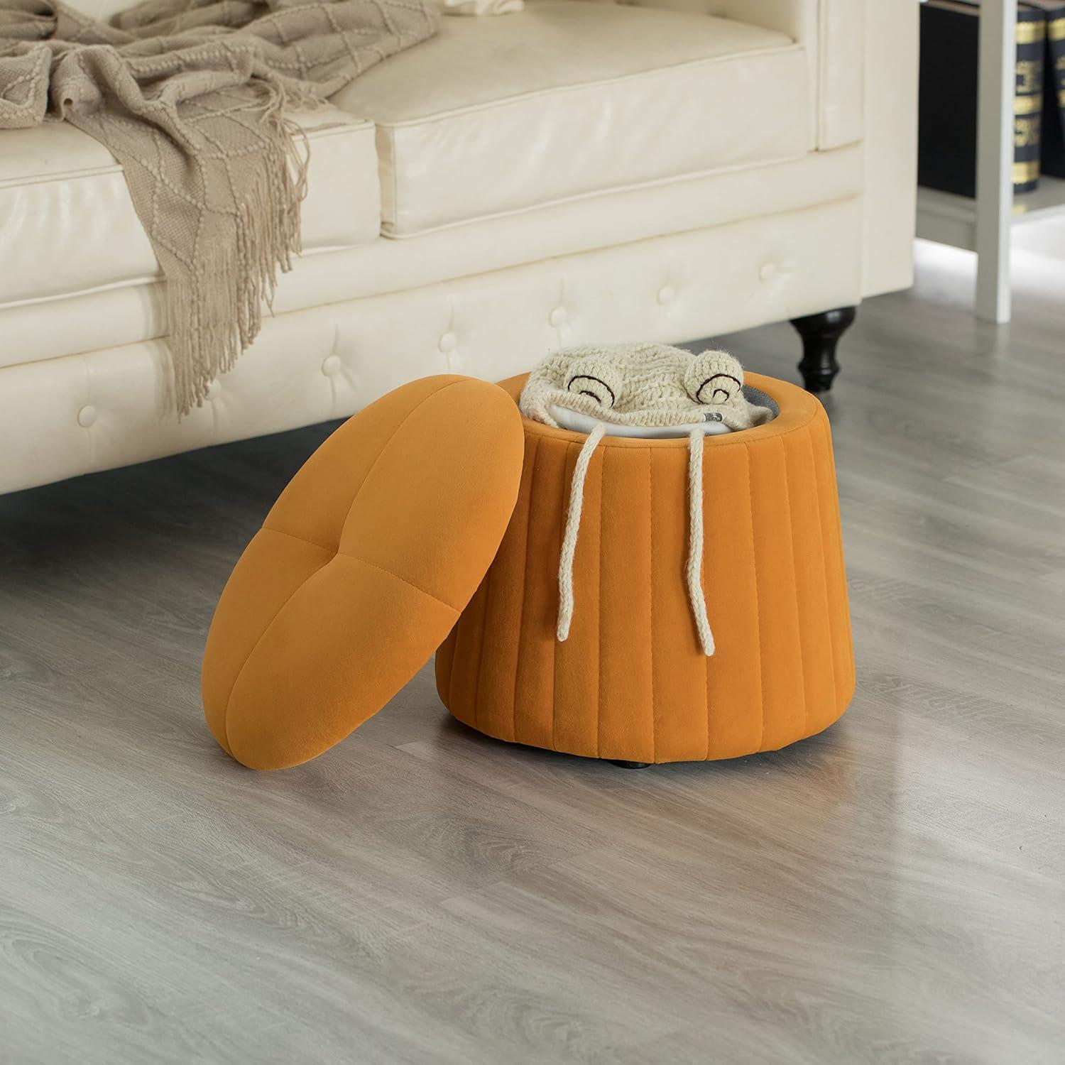 Modern Tufted Velvet Mushroom Shape Storage Ottoman Storage Stool Trunk