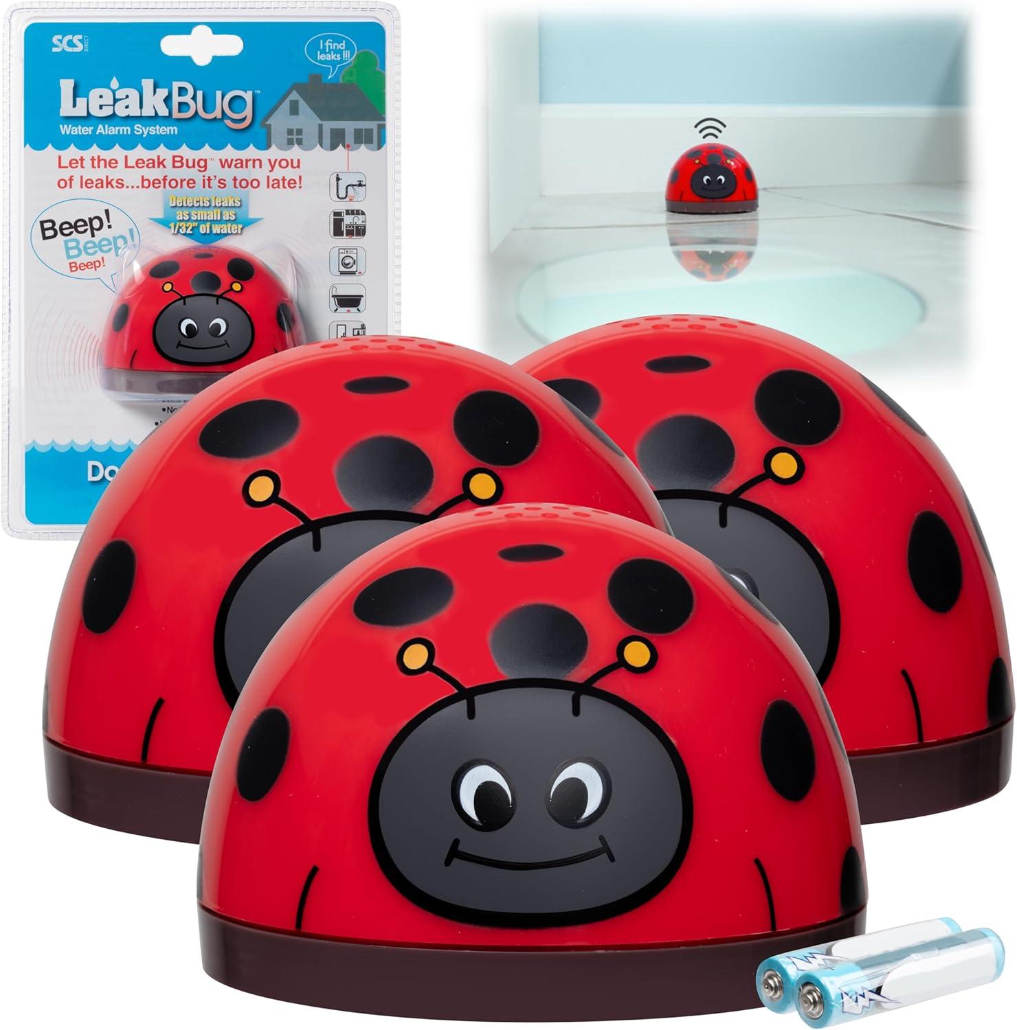 Water Alarm (3pack) - Leak Bug Electronic Leak Detector - Hypersensitive 1/32" Flood Detection - Continuously Beeps When Wet or Low Battery