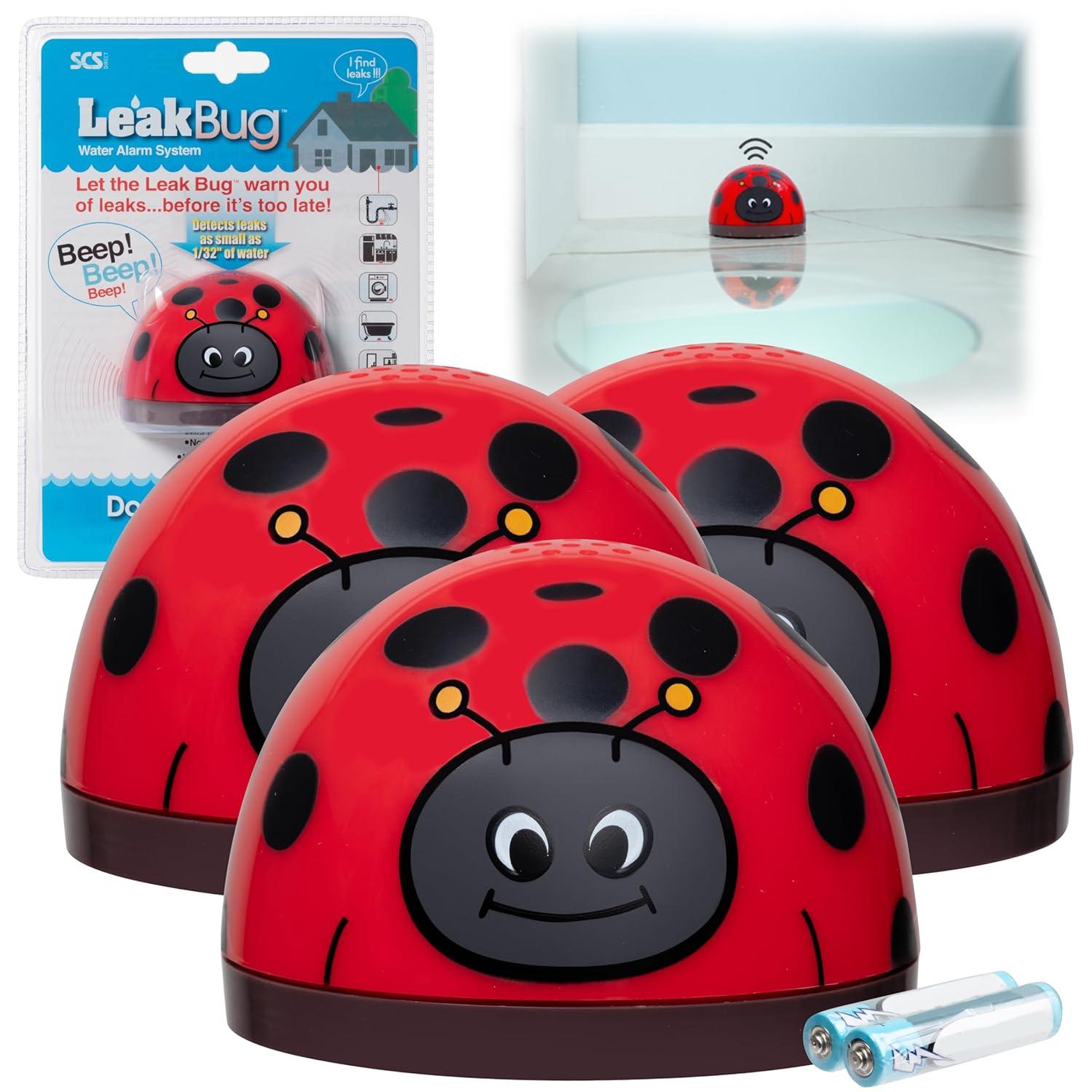 Water Alarm (3pack) - Leak Bug Electronic Leak Detector - Hypersensitive 1/32" Flood Detection - Continuously Beeps When Wet or Low Battery