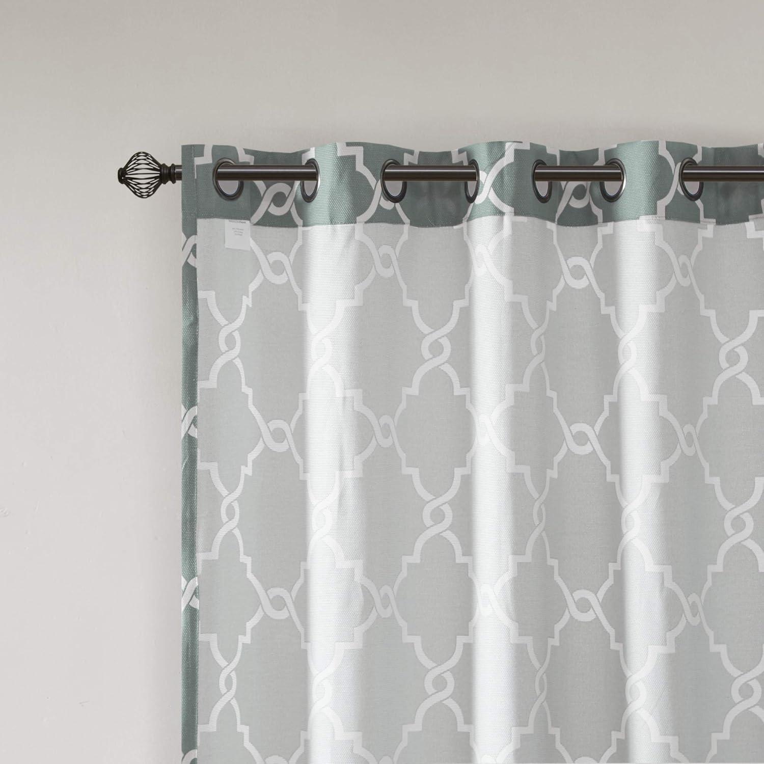 Fretwork Print Grommet Top Window Curtain Panel