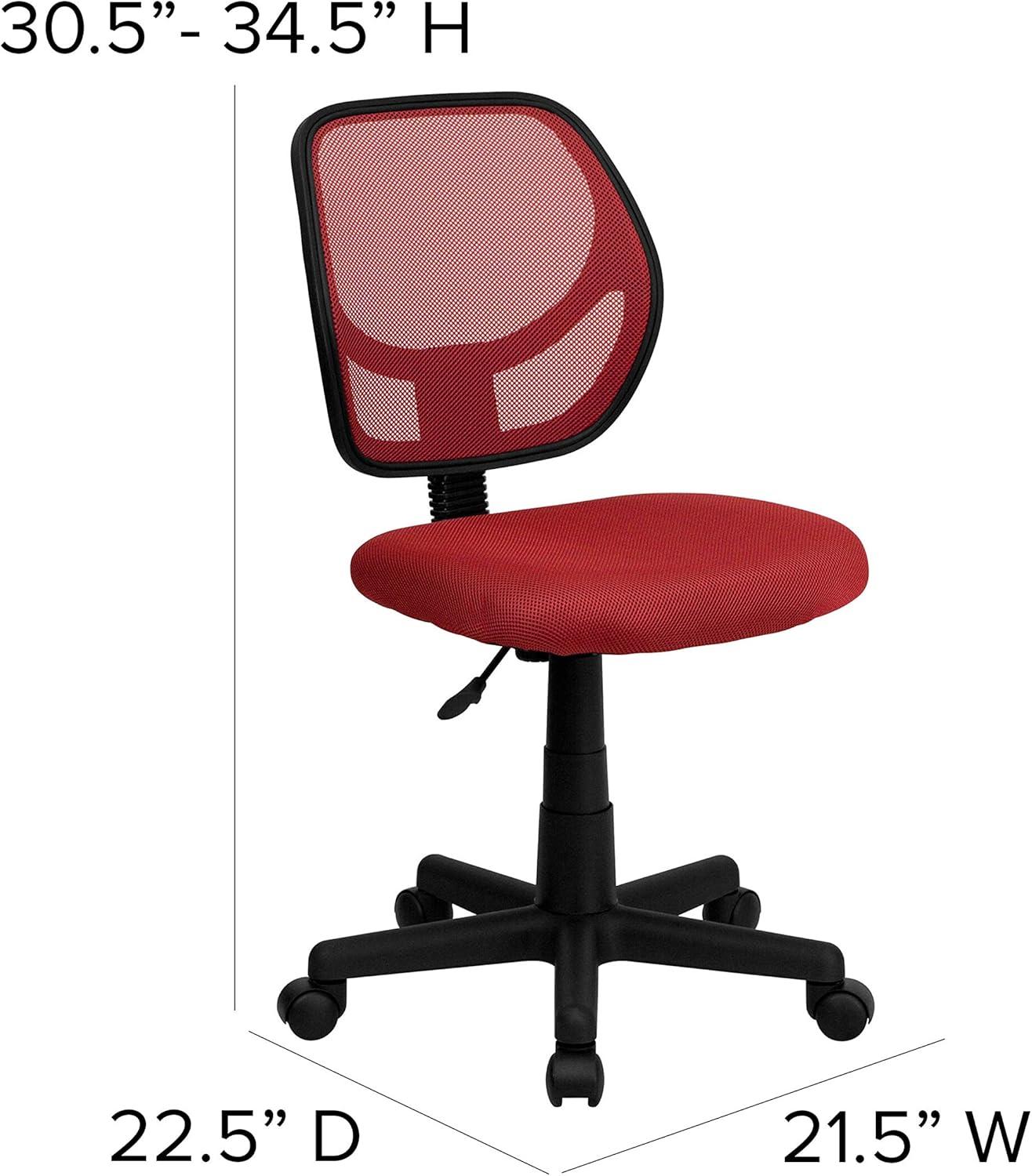 Low Back Red Mesh Swivel Task Office Chair with Lumbar Support