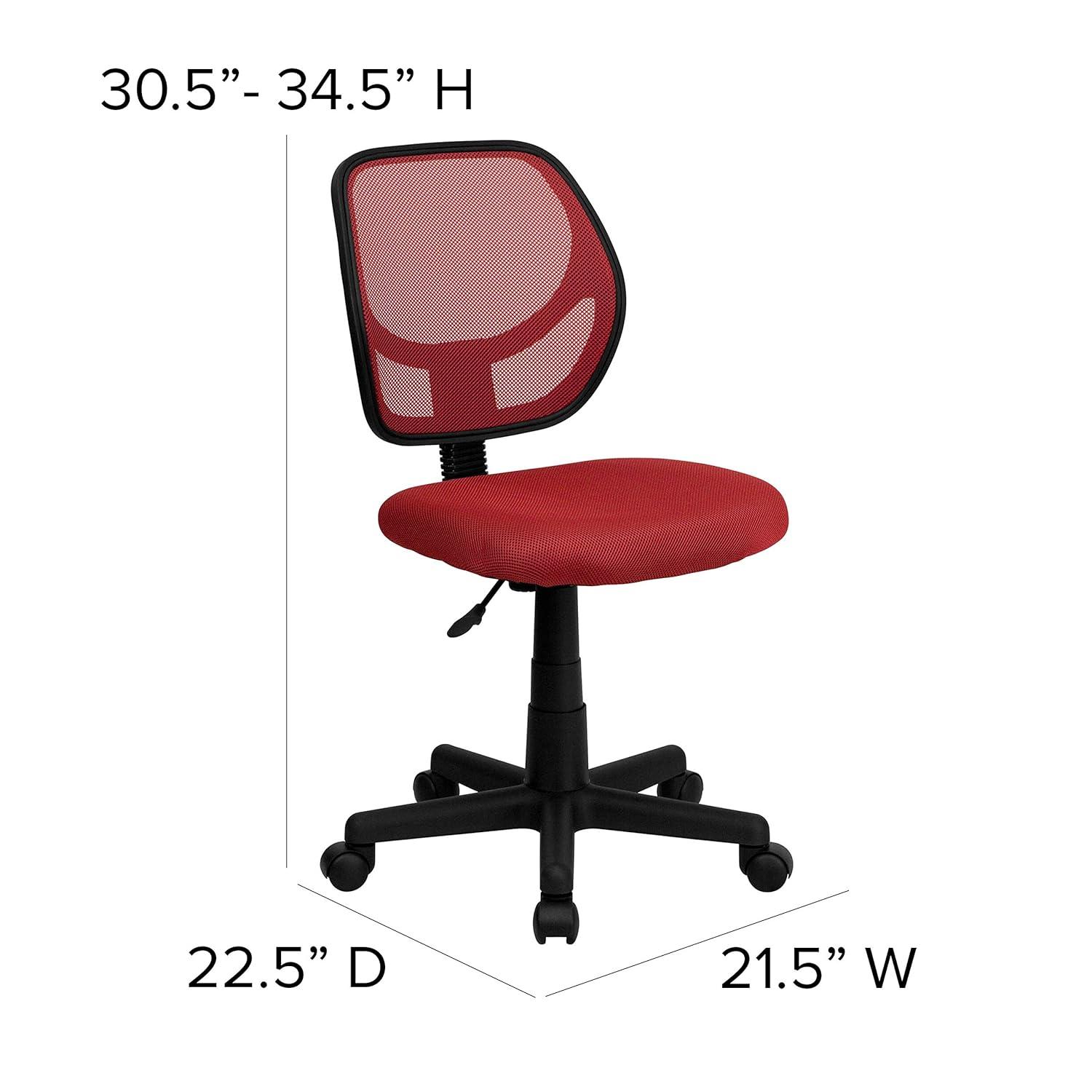 Low Back Red Mesh Swivel Task Office Chair with Lumbar Support