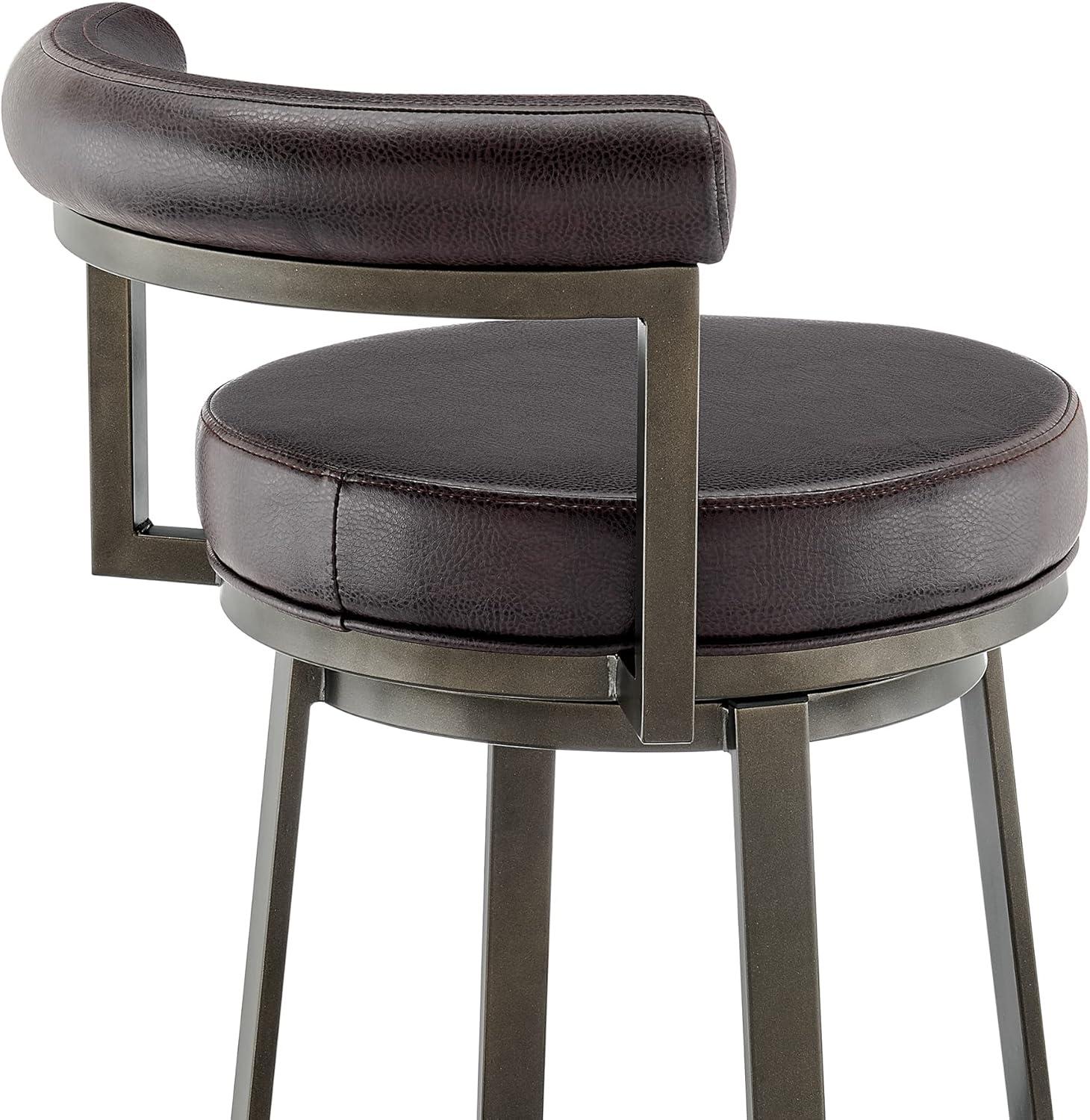 Adjustable Mocha Swivel Counter Stool in Brown Faux Leather