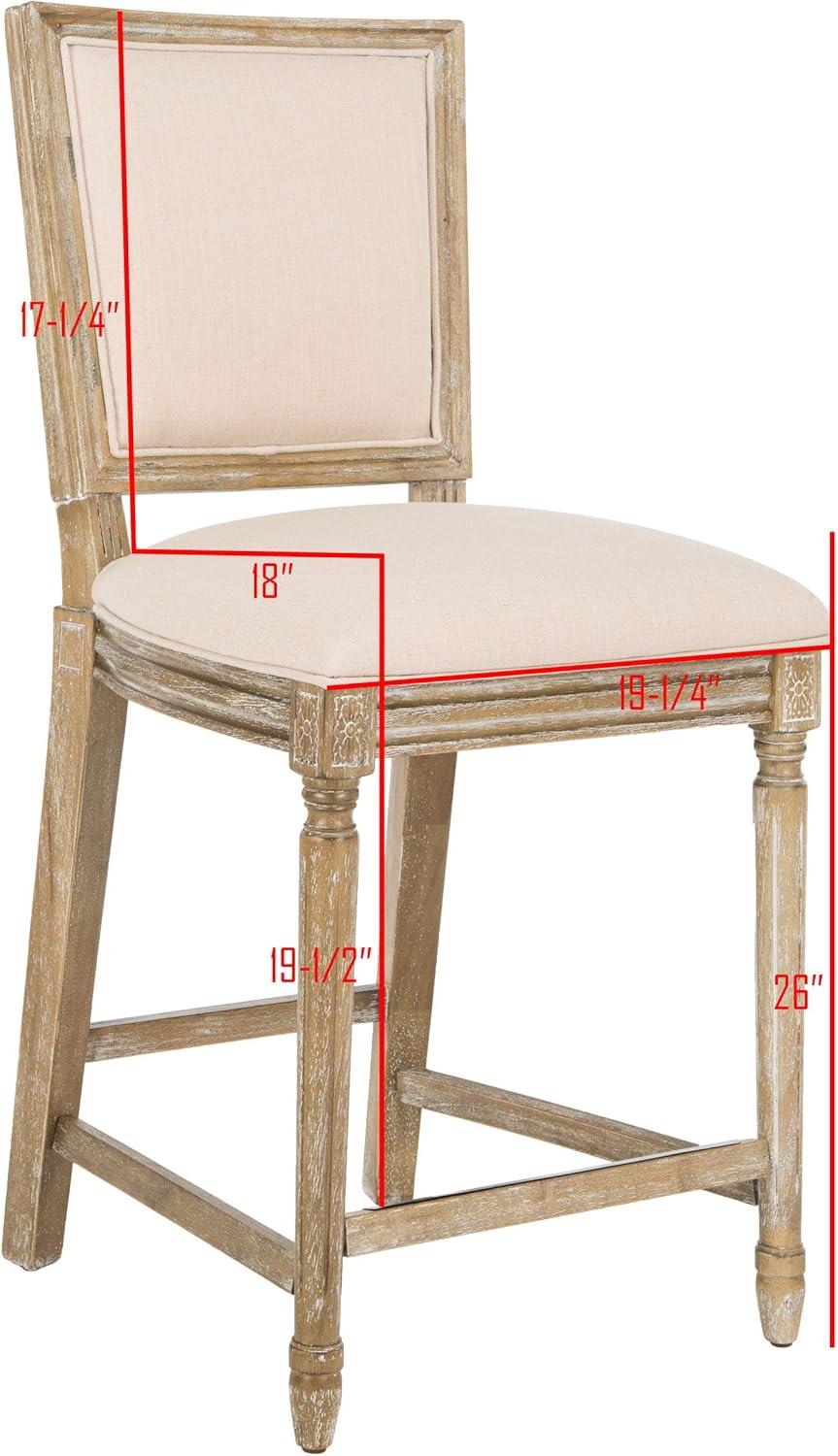 Buchanan Rectangle Counter Stool (Set of 2) - FOX6271 - Beige/Oak - Safavieh Couture