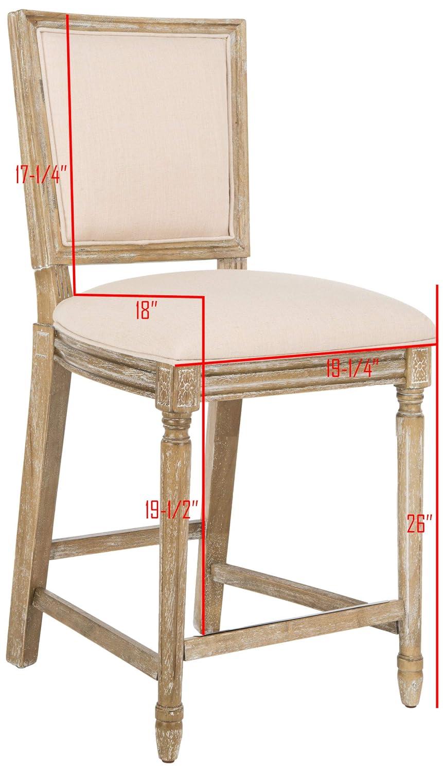 Buchanan Rectangle Counter Stool (Set of 2) - FOX6271 - Beige/Oak - Safavieh Couture