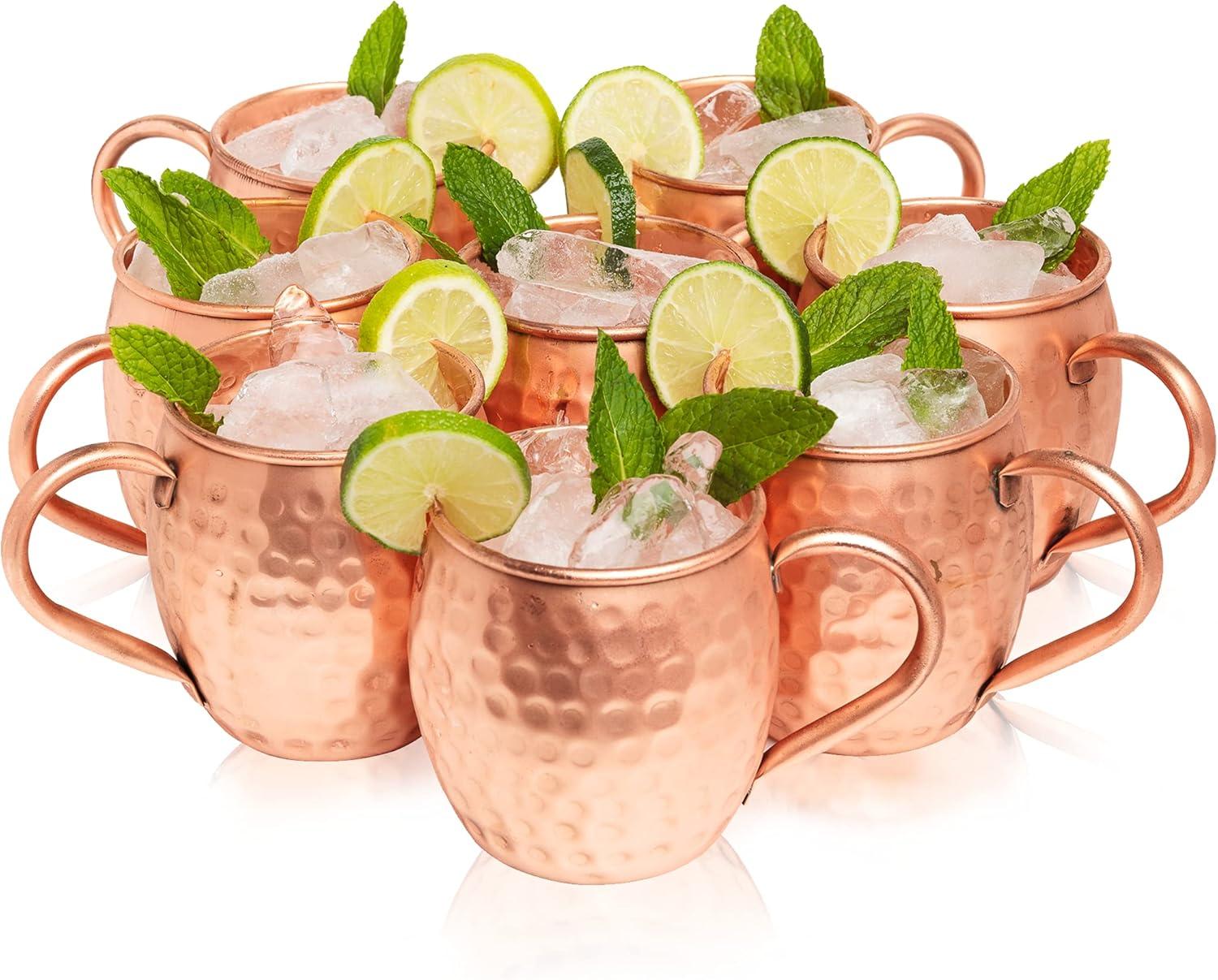 Handcrafted Hammered Copper Moscow Mule Mugs Set of 8