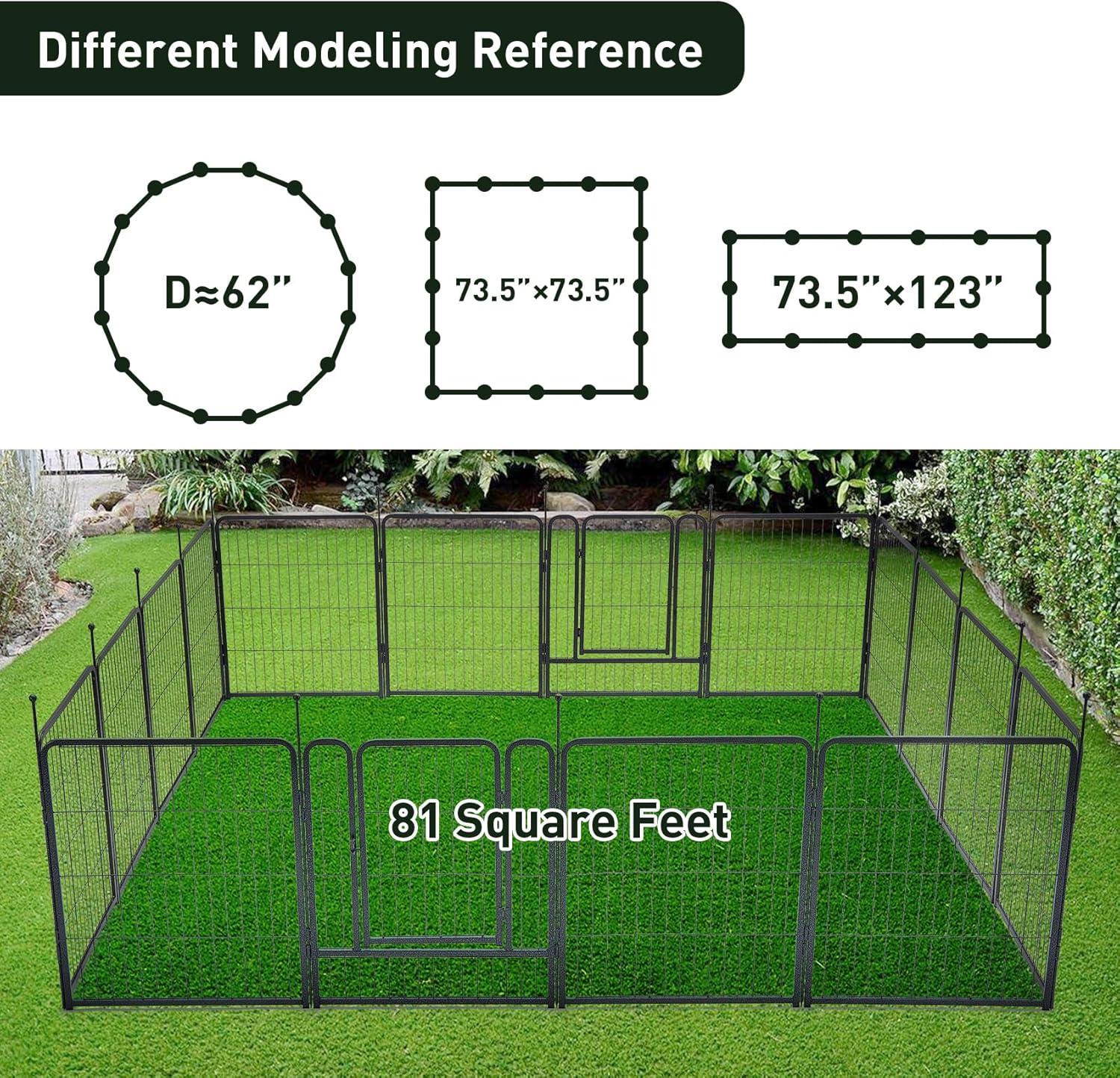 FDW Dog Playpen Pet Dog Fence 2-32 Panels  24/32/40"H Metal Dog Pen Outdoor Exercise Pen with Doors for Large/Medium /Small Dogs for RV,Camping,Yard