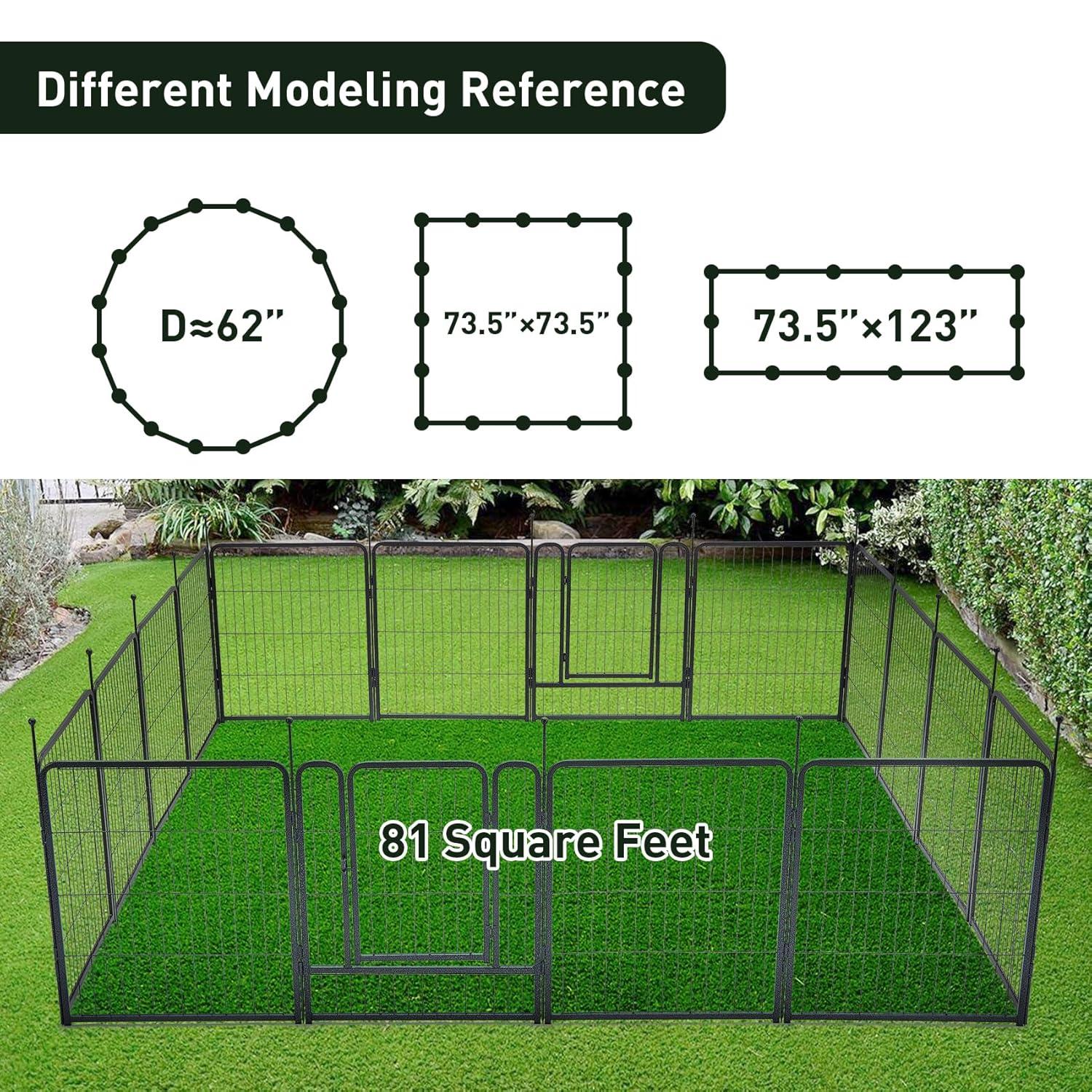 FDW Dog Playpen Pet Dog Fence 32" Height 16 Panels Metal Dog Pen Outdoor Exercise Pen with Doors for Large/Medium /Small Dogs Camping,Yard