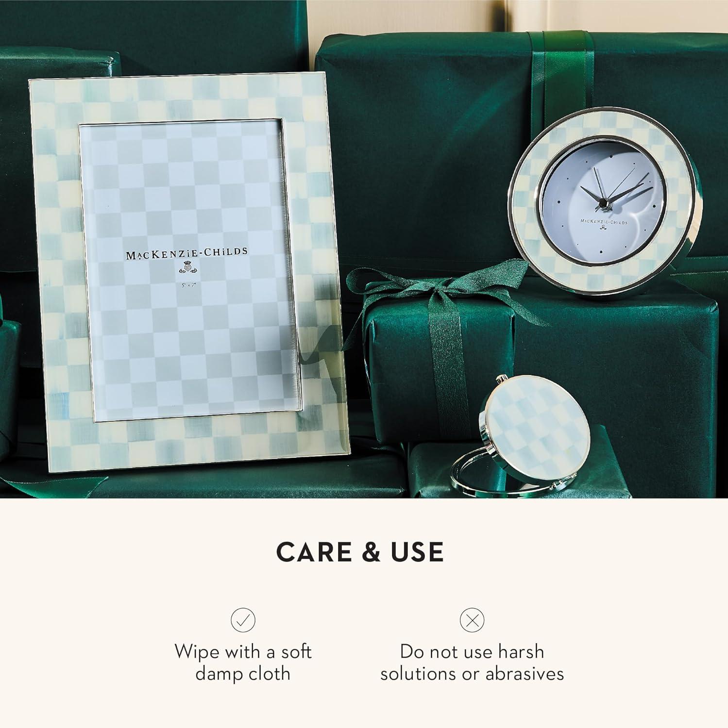 Gray and White Enameled Silver Round Desk Clock