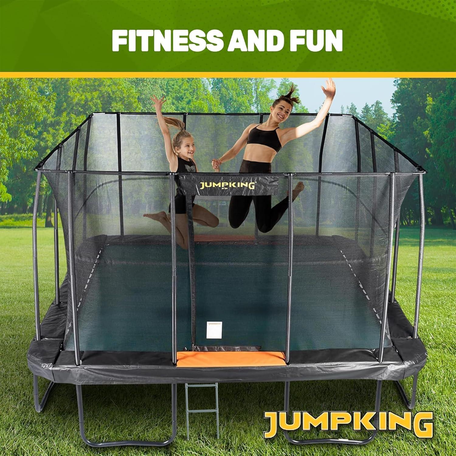 JumpKing 13ft Pro-Series Square Trampoline – Patented Spring Arrangement & Comfort Weave Jumping Pad