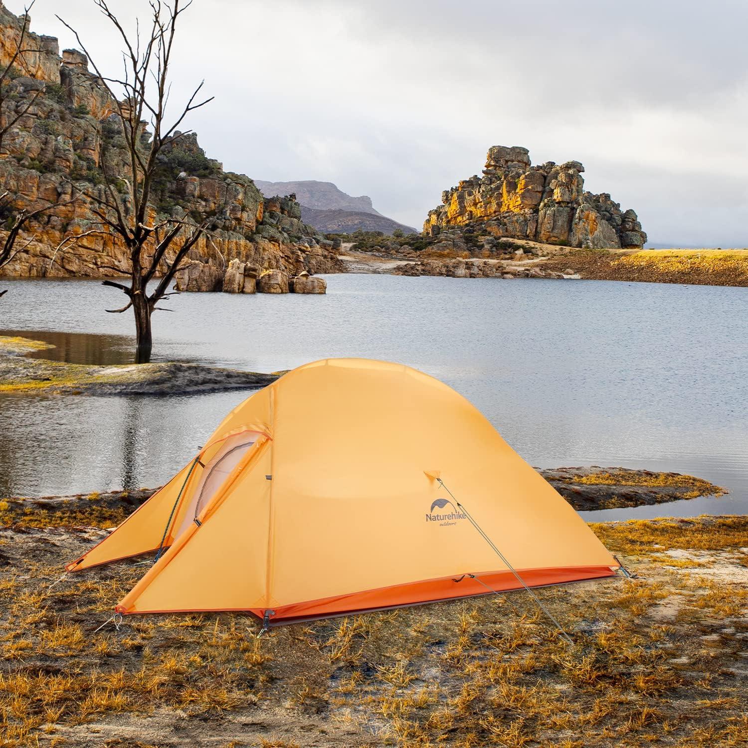 Naturehike, Cloud up Base-Lightweight Hiking Tent, Portable Outdoor Camping Tent,  Waterproof Backpacking Tent, Streamlined Design, Wind Resistance, 210T Polyester Tri-grid Wear-resistant Fabric