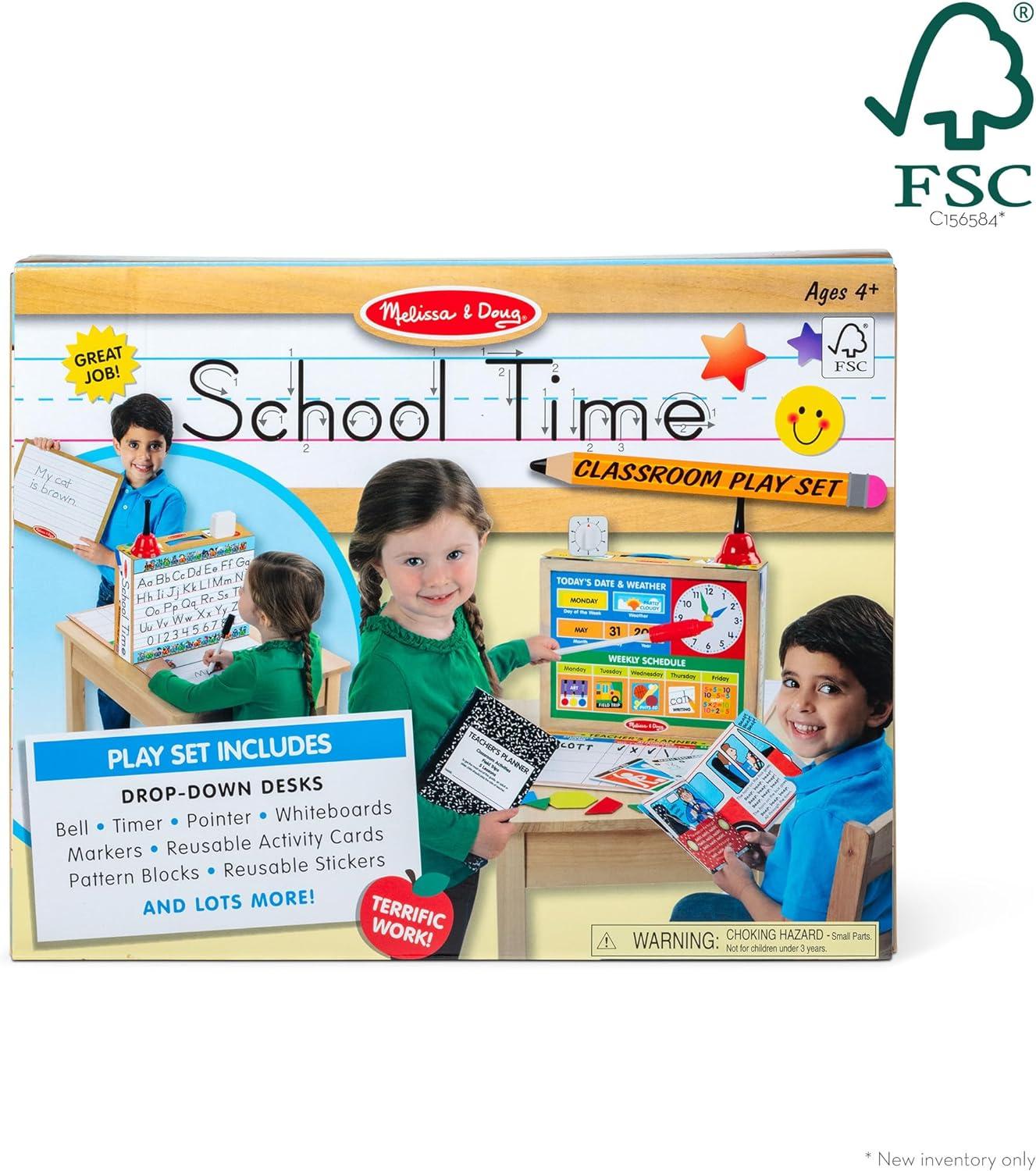 Melissa & Doug School Time! Classroom Play Set Game - Be Teacher or Student - FSC Certified