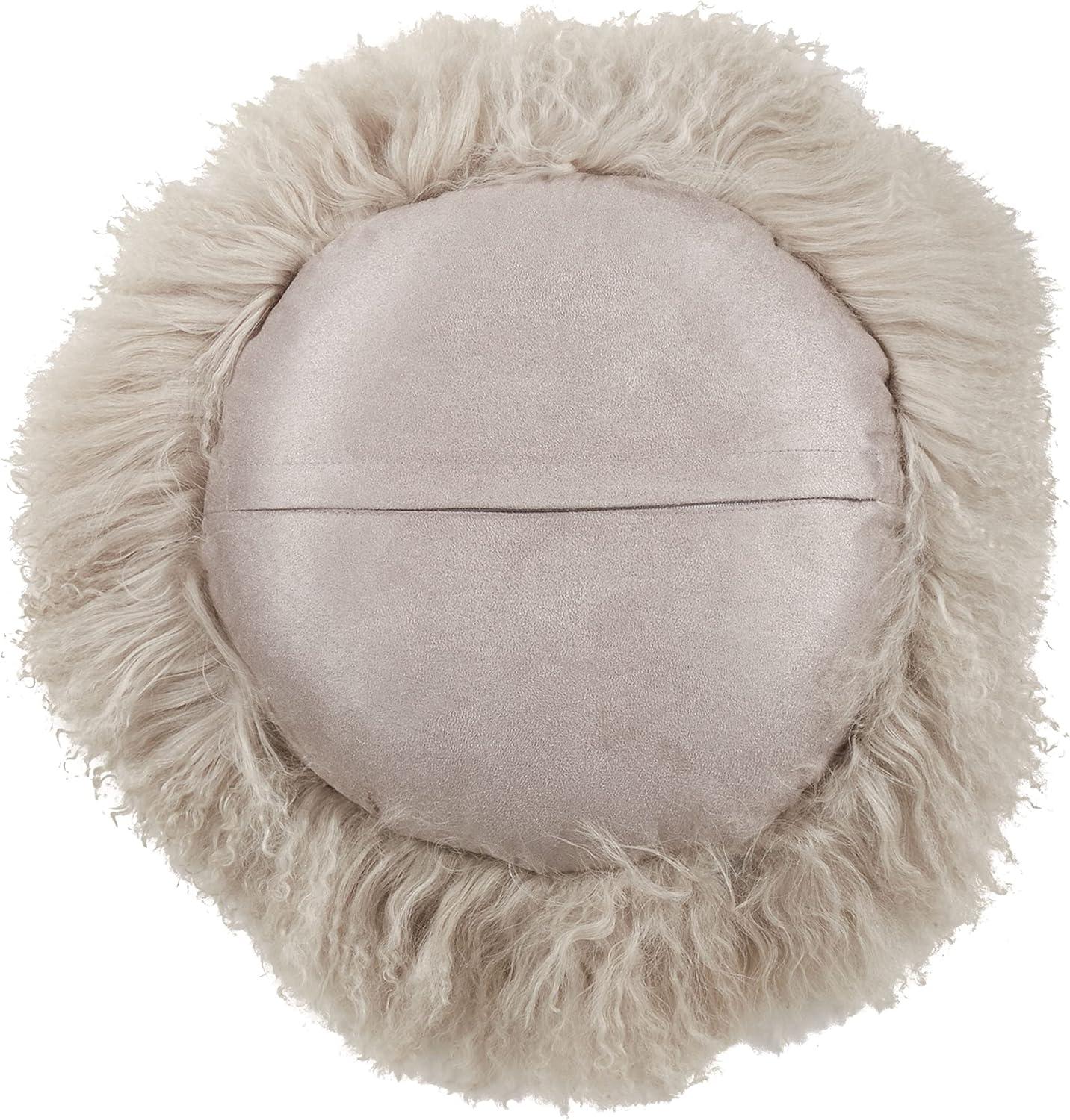 Saro Lifestyle  13 in. 100 Percent Wool Mongolian Lamb Fur Throw Pillow with Poly Filling, Fog