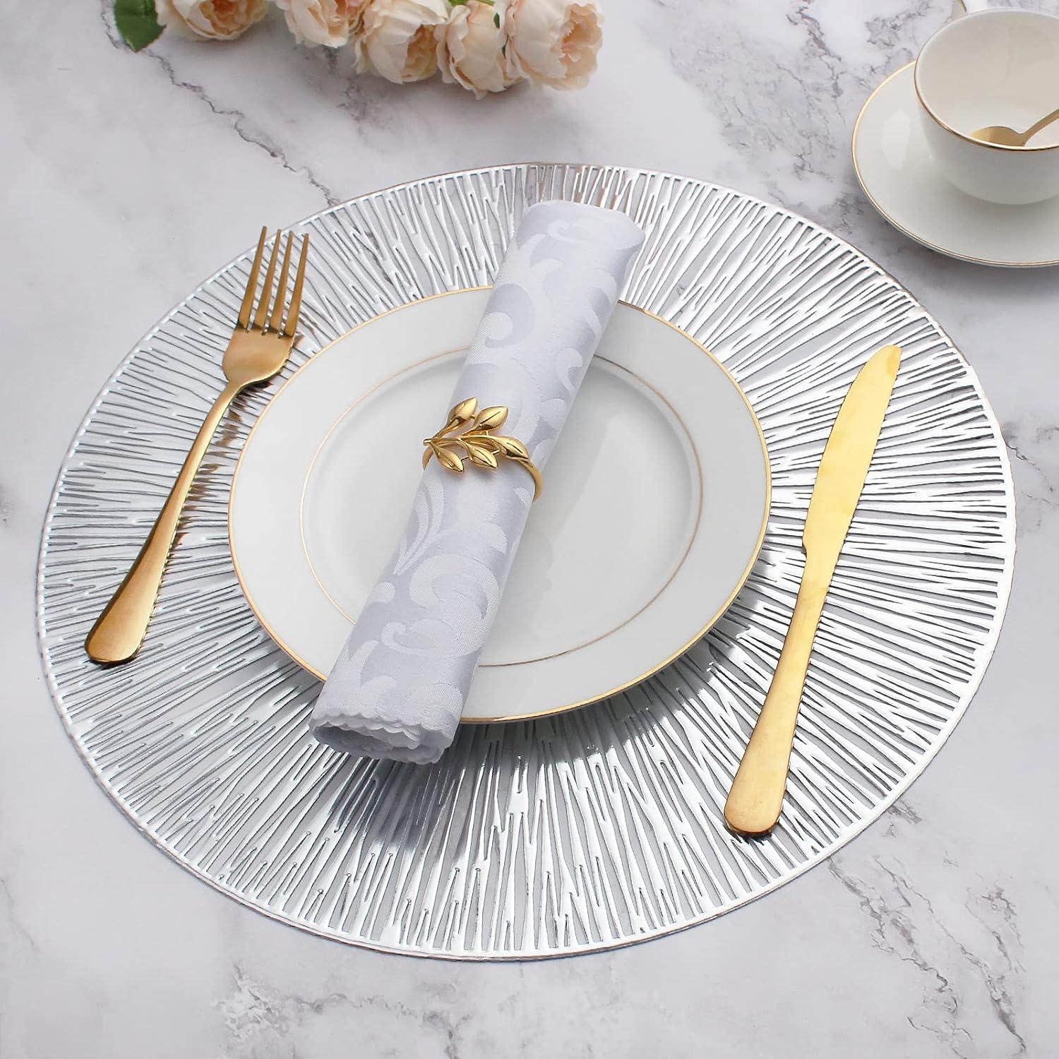 Silver Radial Circle Vinyl Placemats Set of 6