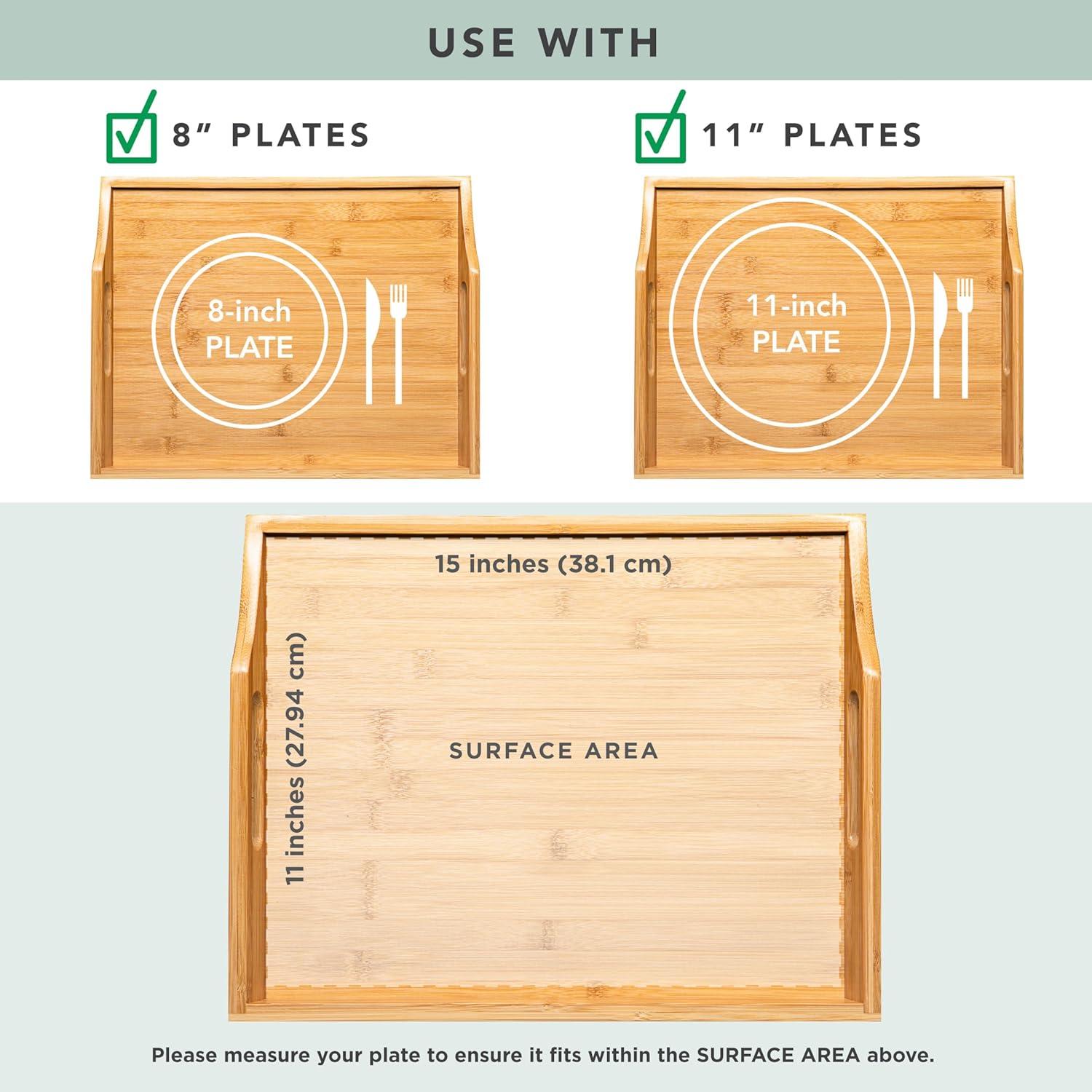 Rossie Home Lap Tray with Detachable Pillow, Natural Bamboo