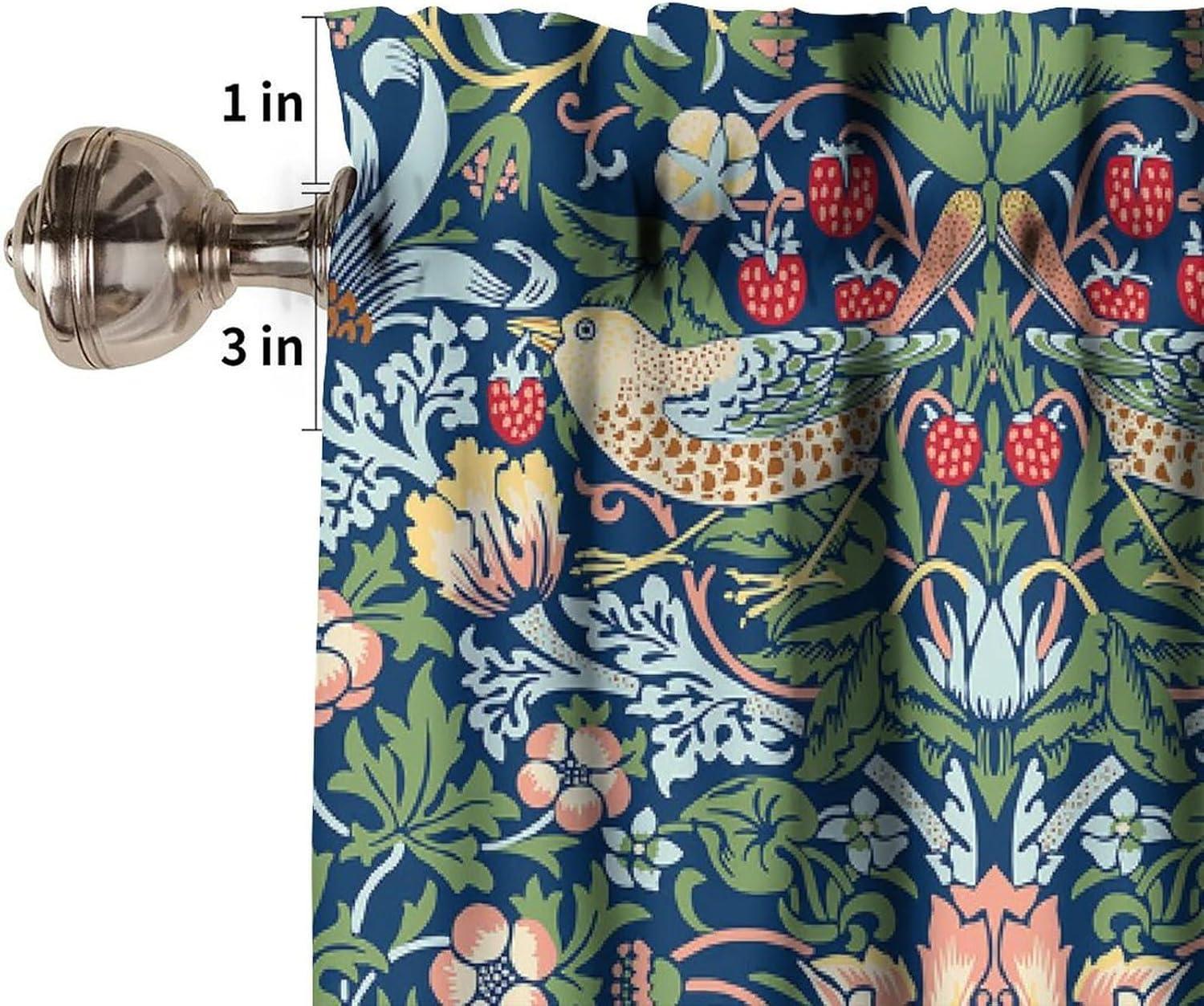 Vintage Botanical Printed Green and Blue Kitchen Valance