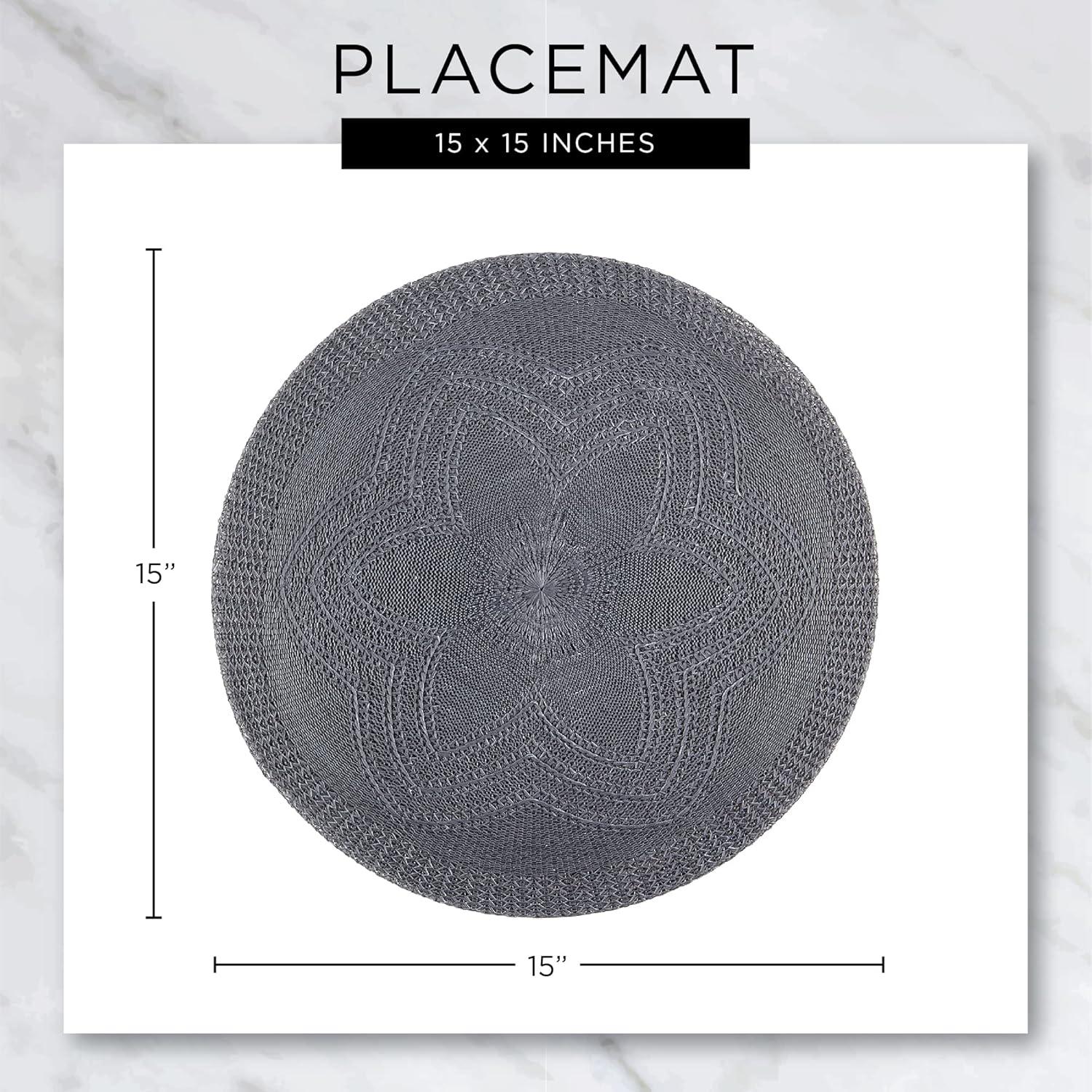 DII Round Woven Kitchen Placemat Set, Set of 6, 15" Diameter, 100% Polypropylene, Multiple Colors/Set Sizes