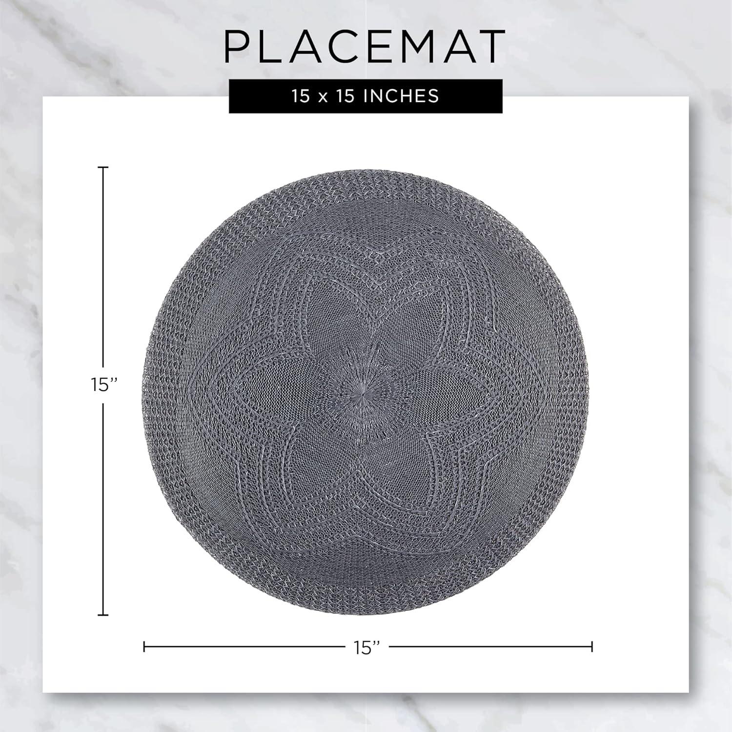 DII Solid Woven Placemat Set 6 Piece, White, 15" Dia