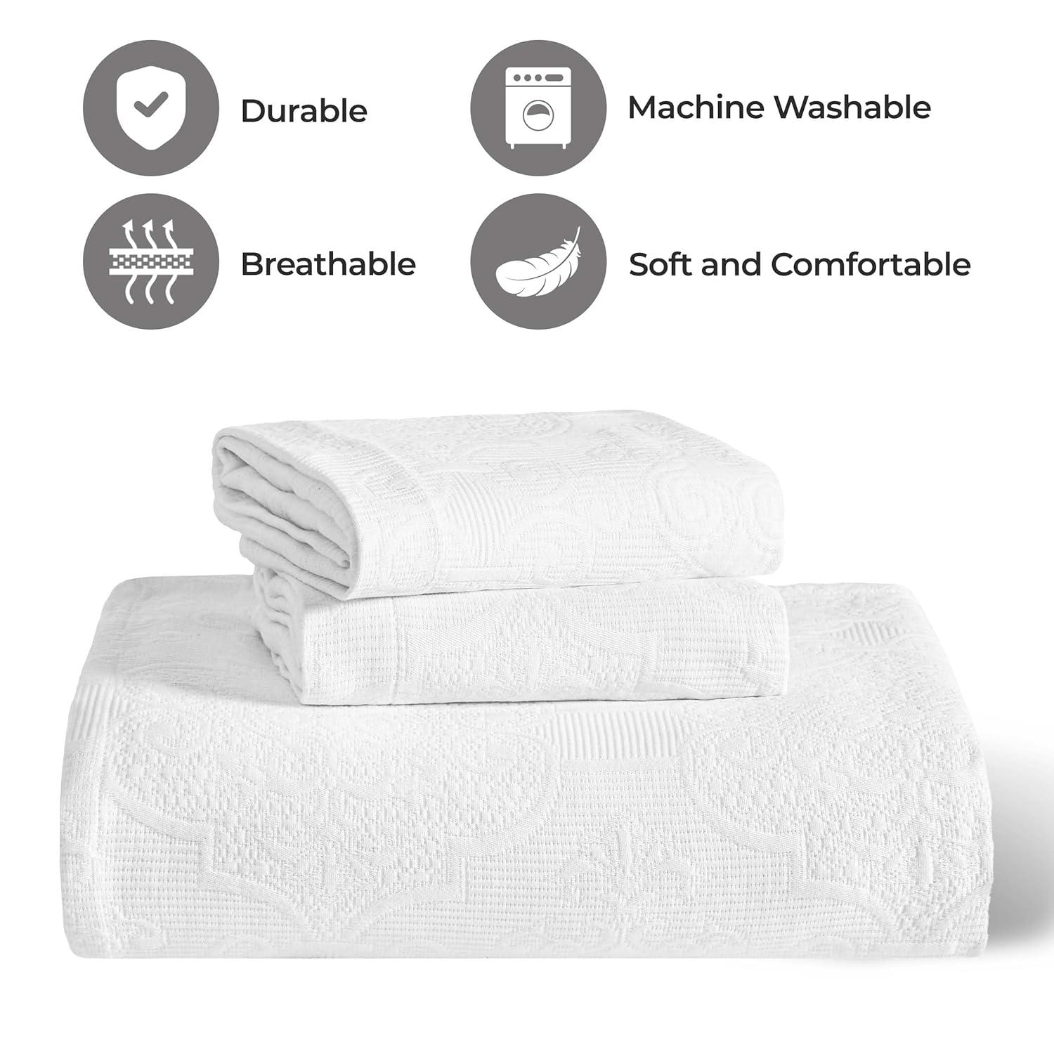 Superior Superior Florin Matelasse Jacquard Scrolling Medallion Cotton Bedspread Set With Pillow Shams