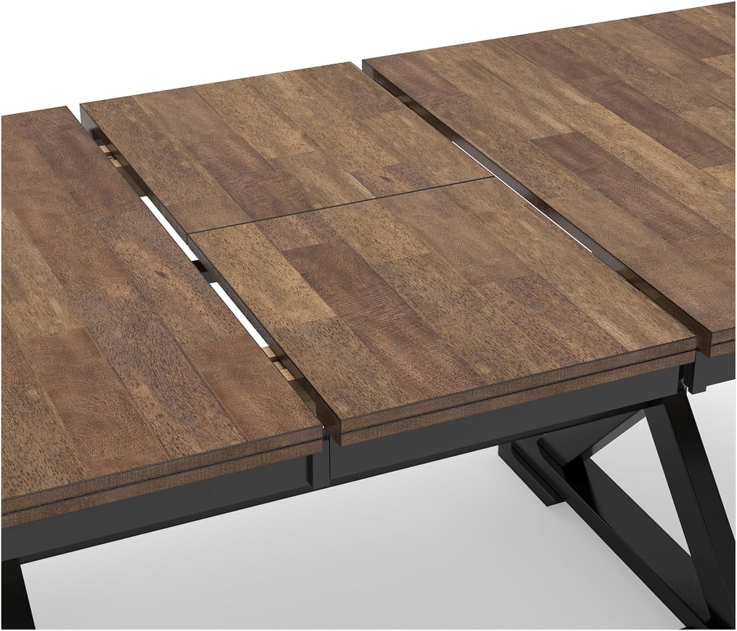 Black and Brown Extendable Farmhouse Dining Table with Butterfly Leaf