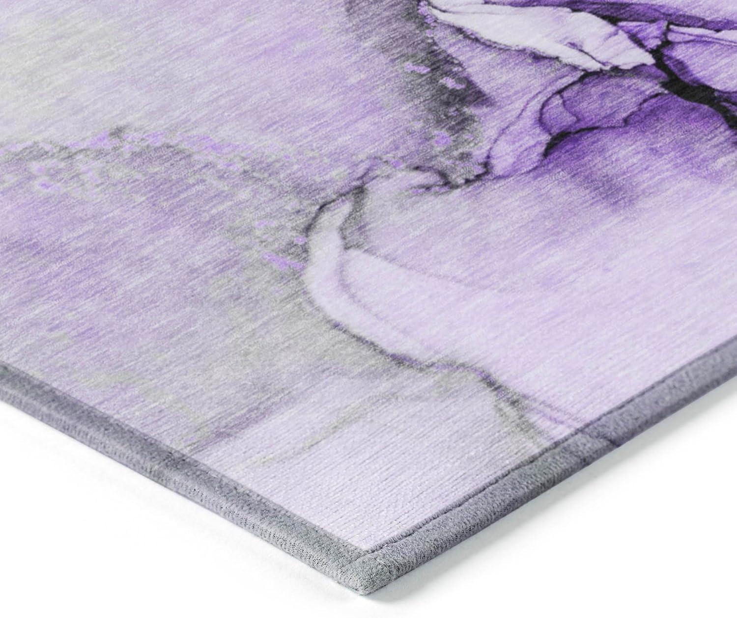 Purple and Gray Synthetic Flat Woven Washable Rug