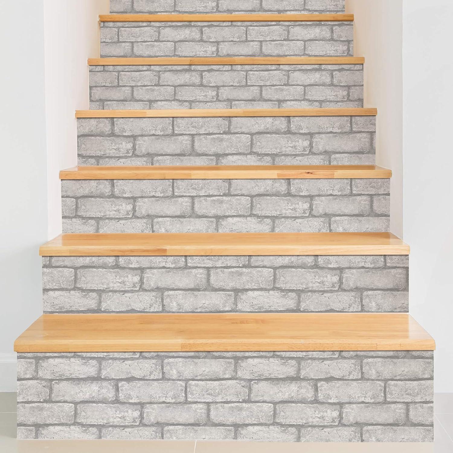 20.5 in. x 16.5 ft. Cambridge Brick Grey Peel & Stick Wallpaper