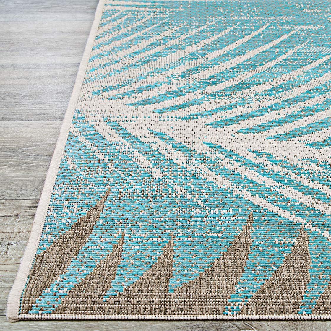 Couristan 24293134023710U 2 ft. 3 in. x 7 ft. 10 in. Monaco Tropical Palms Rug, Aqua