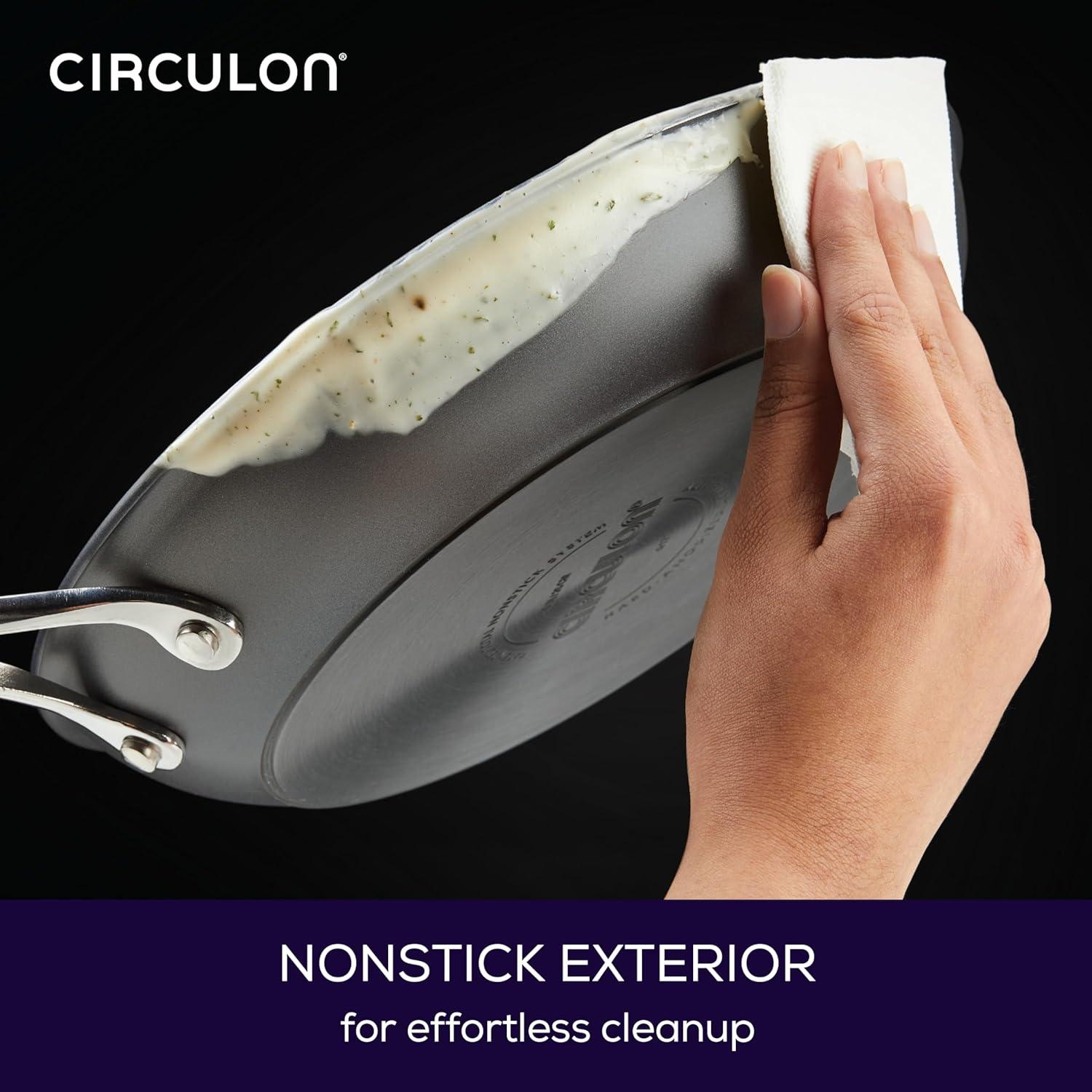 Circulon Elementum 14" Nonstick Frying Pan/Skillet with Helper Handle, Oyster Gray