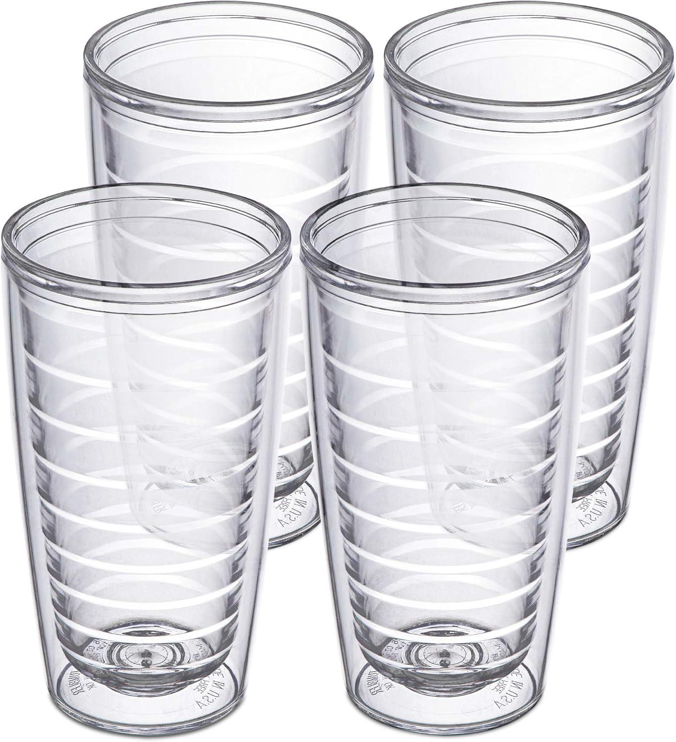 Homestead Choice Insulated Tumblers, 16oz 4-Pack Double Walled Clear Insulated Drinking Glasses Cup