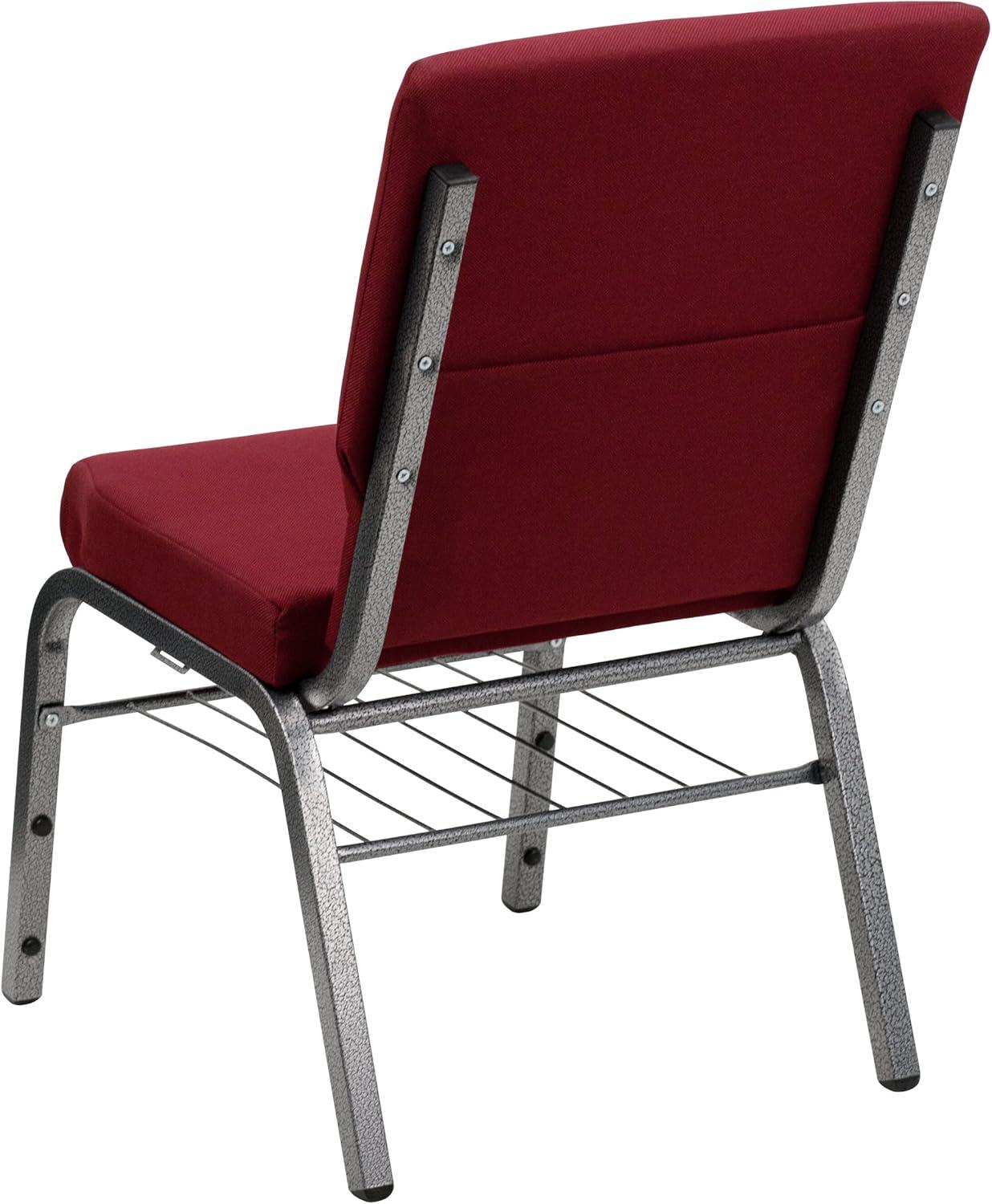 Flash Furniture Hercules Series 18.5"W Upholstered Adult Church Chair with Book Rack, Burgundy