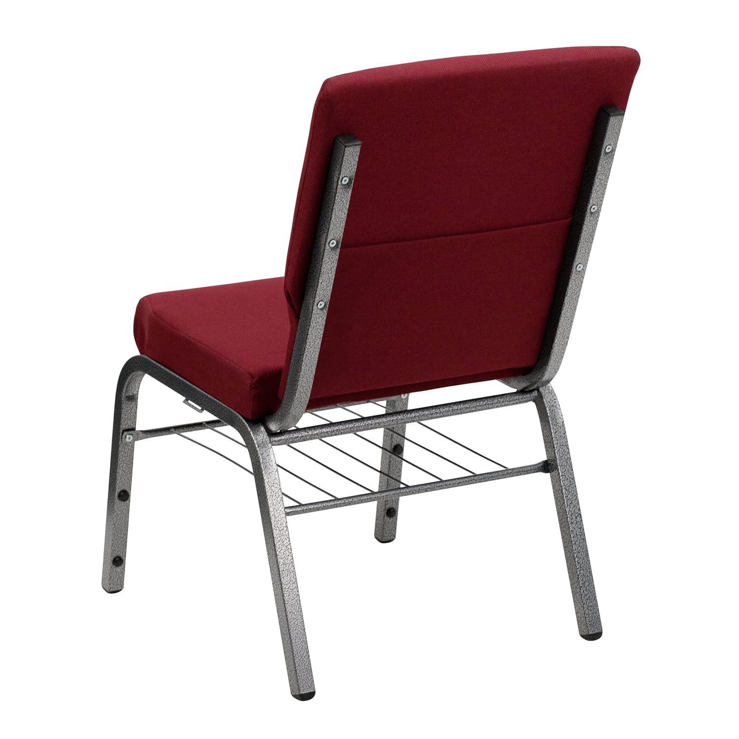 Flash Furniture Hercules Series 18.5"W Upholstered Adult Church Chair with Book Rack, Burgundy