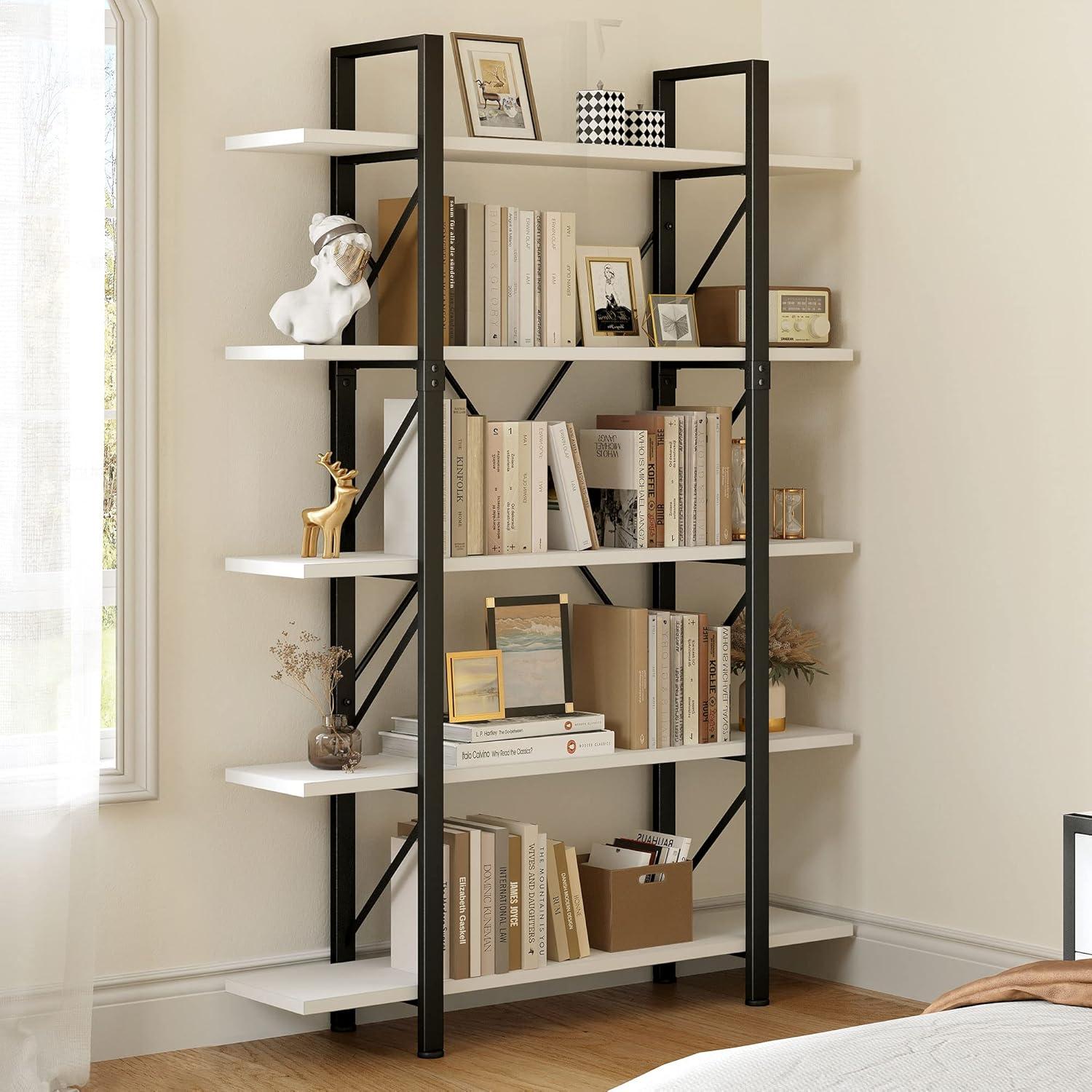 YITAHOME 5 Tier Bookshelf, Freestanding 5 Shelf Bookcases and Bookshelves, Modern Minimalist Furniture Open Display Storage Shelves Books Organizer for Living Room Bedroom Home Office