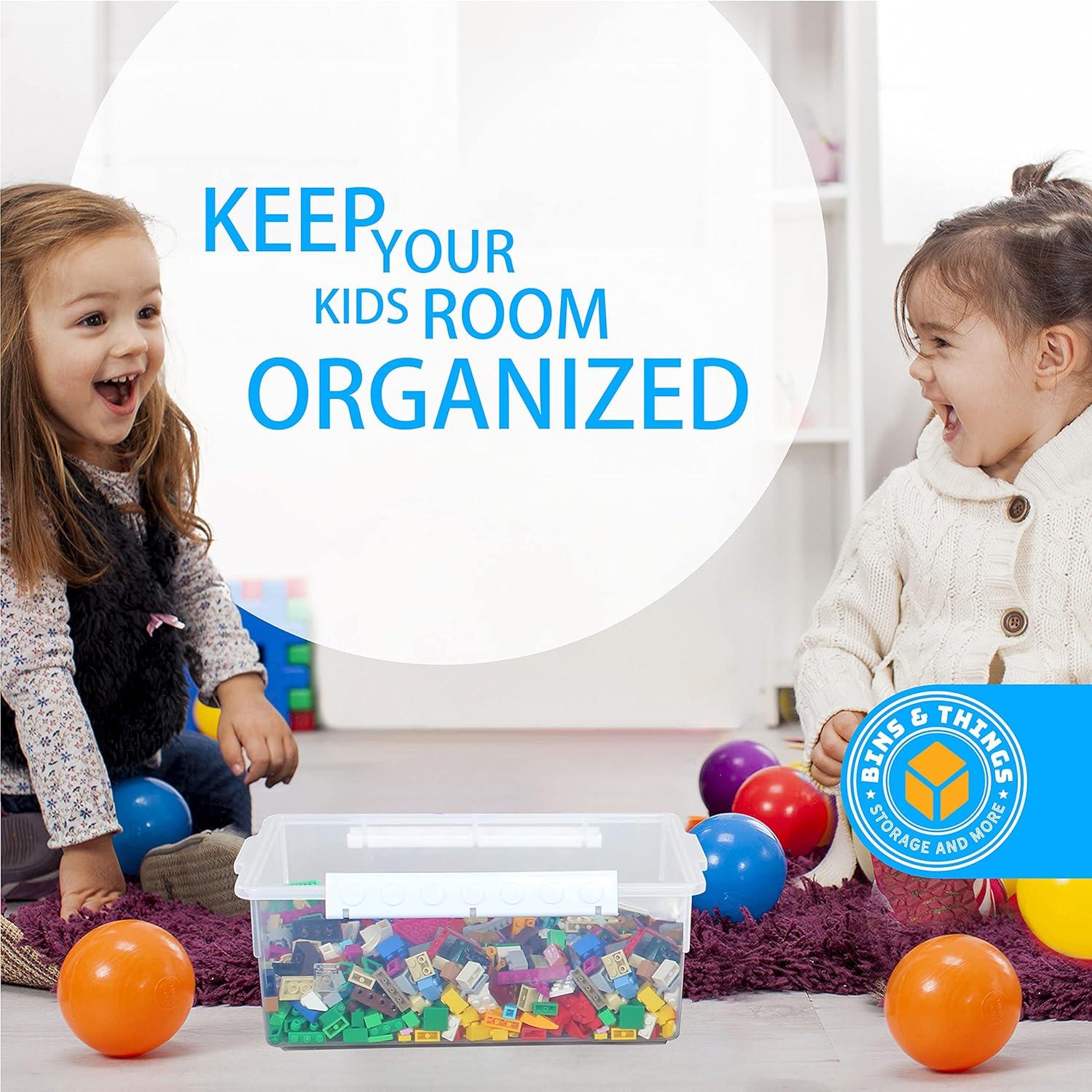 Bins & Things Toy Organizers and Storage Set of 2 large and small stackable storage bins - Clear toy storage bin- Lego organizers and storage for Barbie Dolls, Hot Wheel toy bins for kids organizer