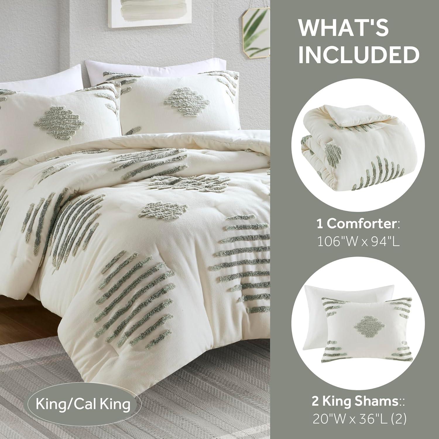 INK+IVY Tahli 3 Piece Cotton Blend Chenille Comforter Set