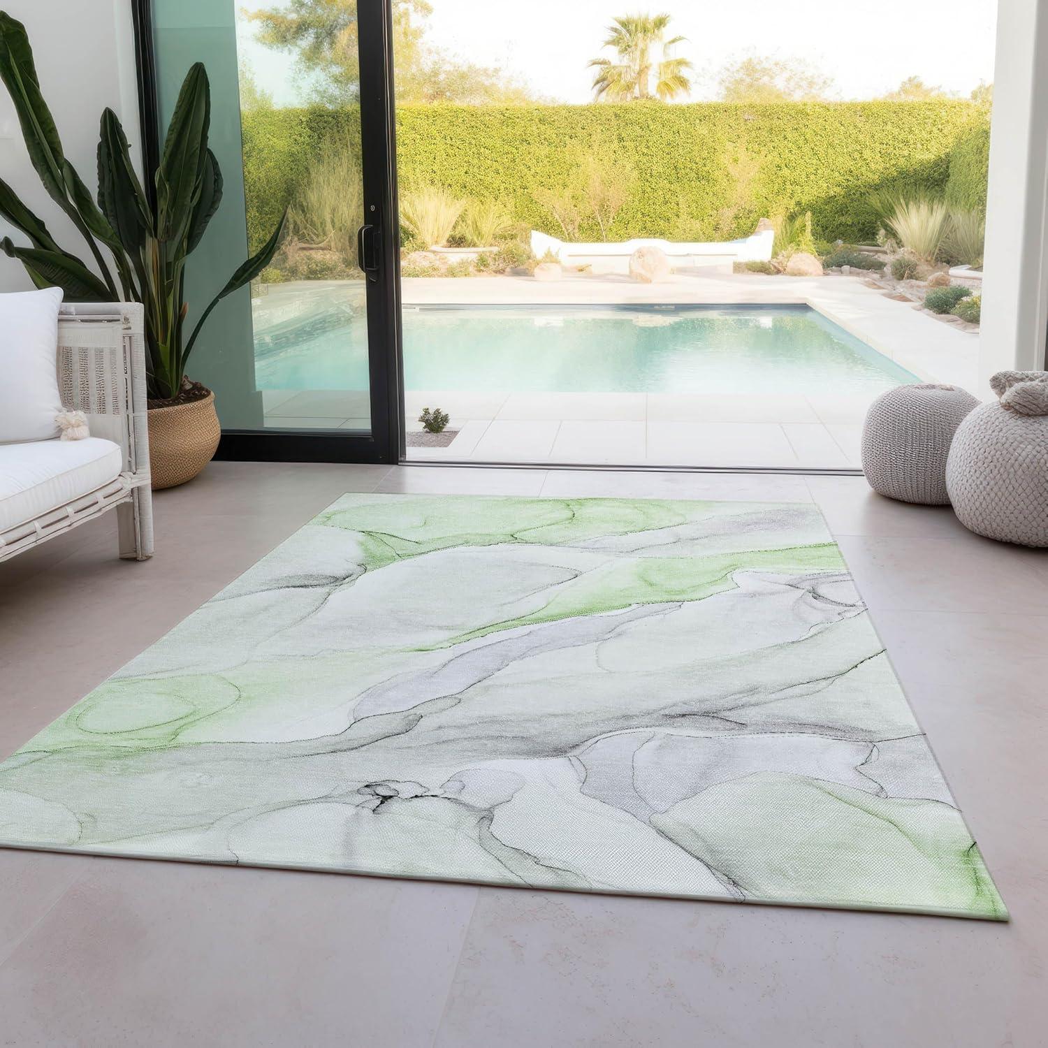 Green and Gray Watercolor 8' x 10' Synthetic Area Rug