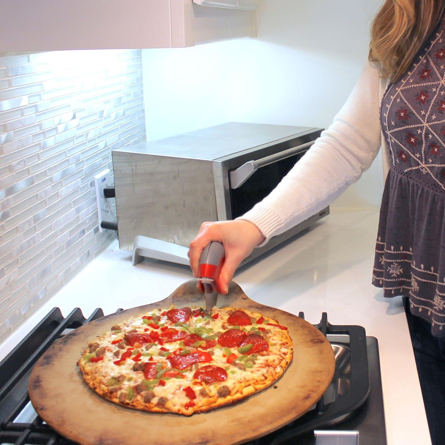 Jokari Red and Gray Stainless Steel Pizza Cutter with Safety Cover