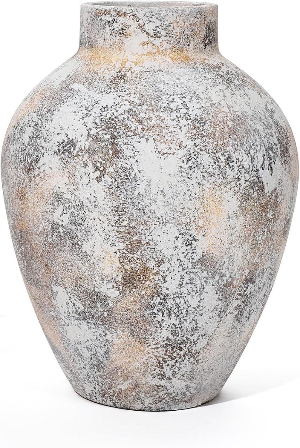 Marble Textured White Ceramic Decorative Table Vase