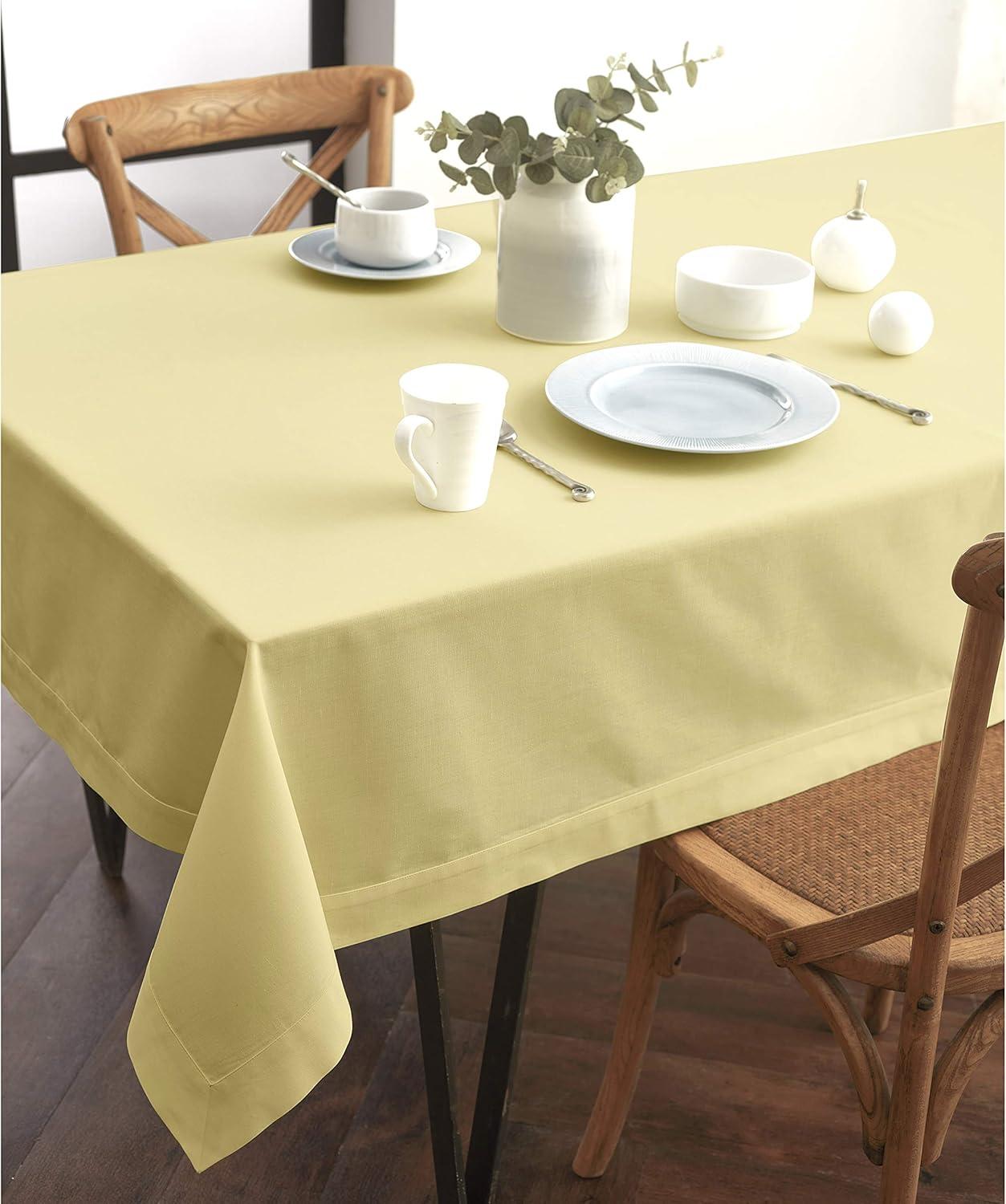 Yellow Cotton Linen Rectangular Dining Tablecloth 104" x 60"