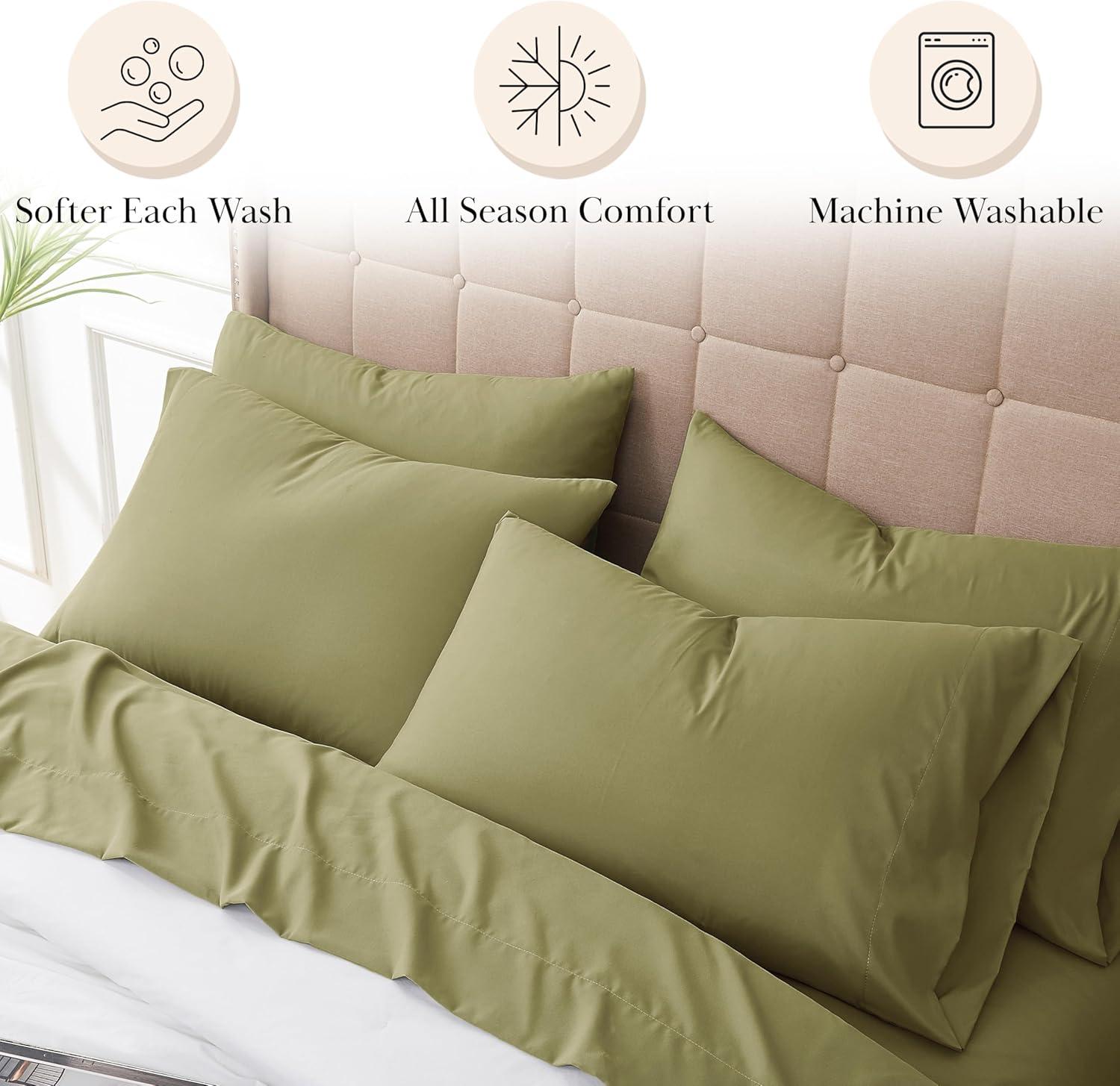 Sage Green Queen Microfiber Deep Pocket Sheet Set