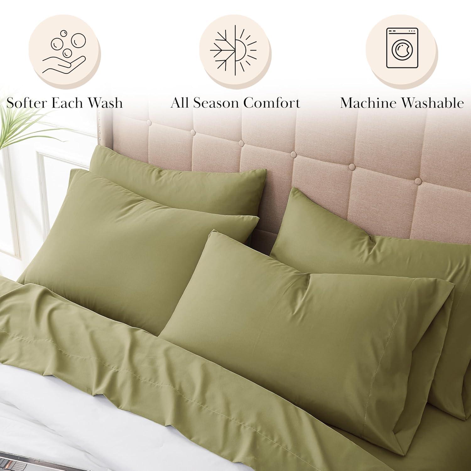 Sage Green Microfiber California King Deep Pocket Sheet Set