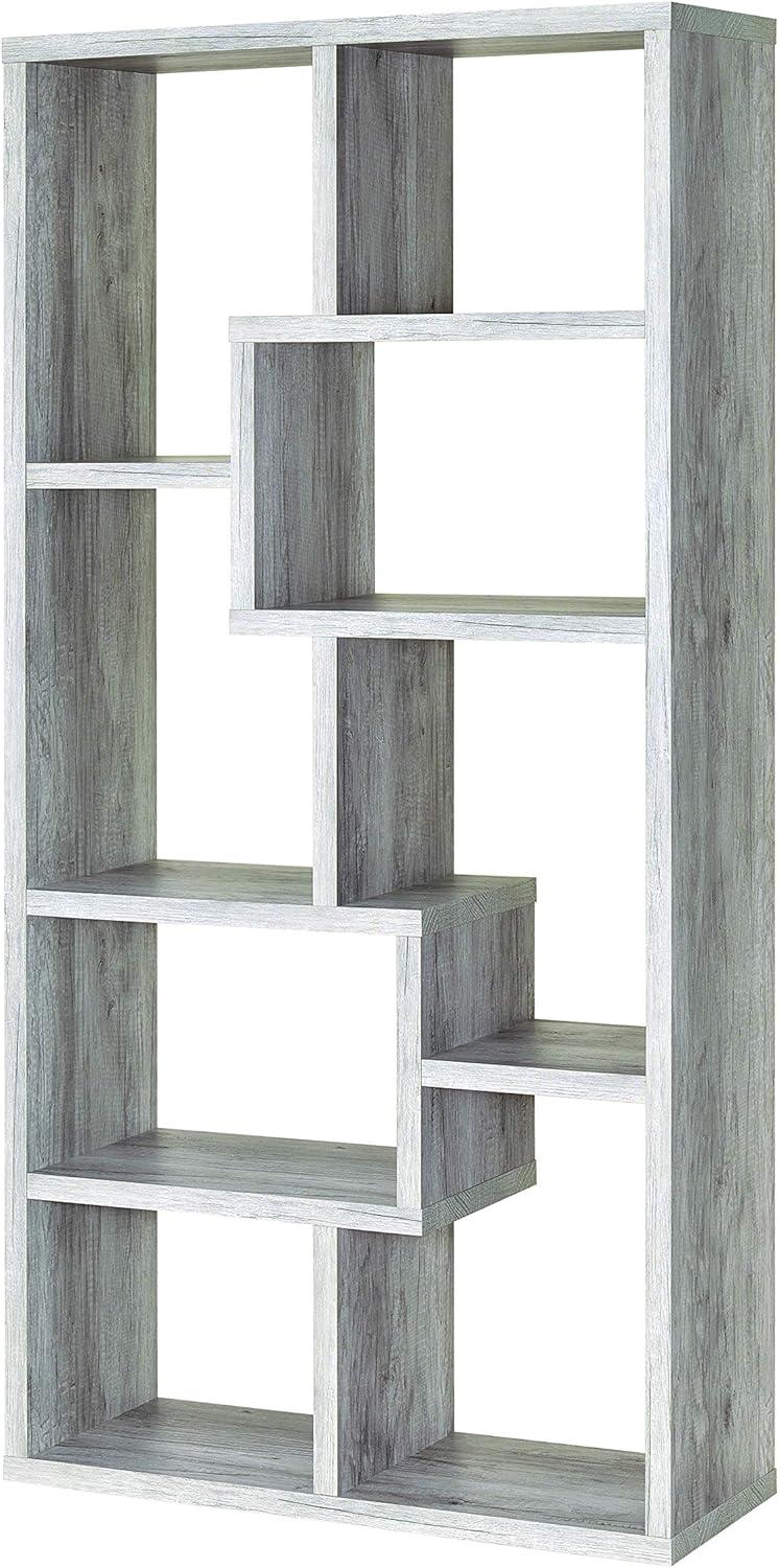 70.75" Theo 8 Shelf Bookcase Gray Driftwood - Coaster