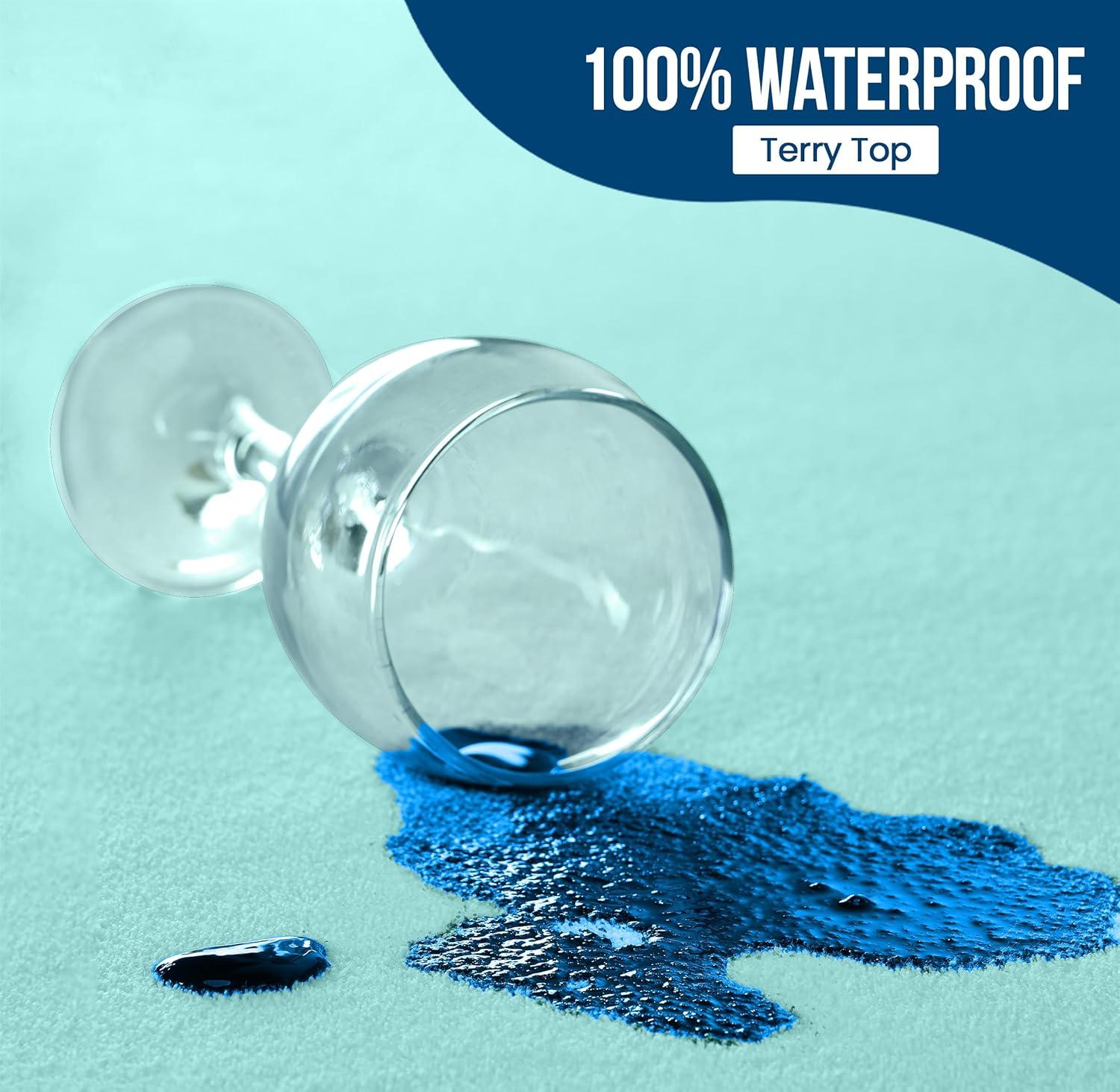 PEKUR Waterproof Mattress Protector – Fitted Sheet Style, Deep Pocket Cover Fits Up to 15 Inches, Washable & Breathable Mattress Topper